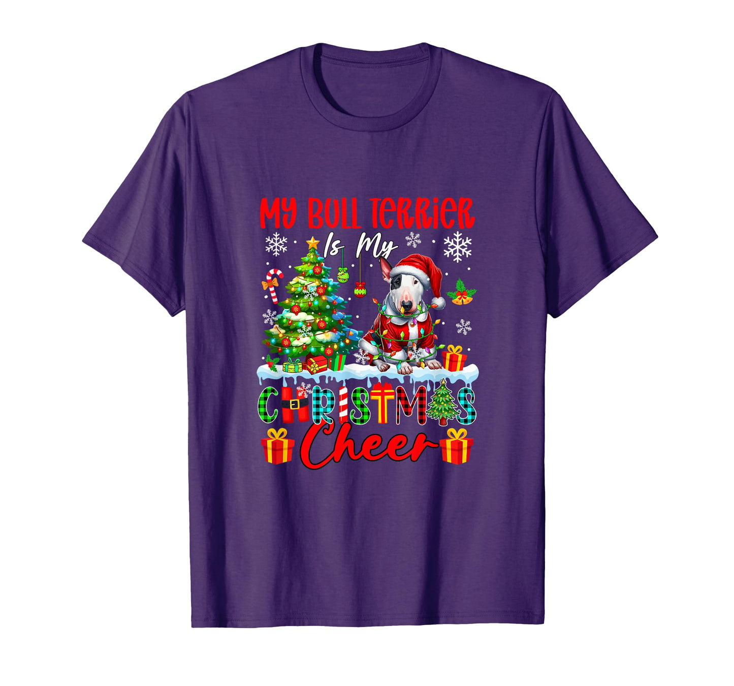 My Bull Terrier is My Xmas Cheer Funny Santa Dog Owner Kids T-Shirt