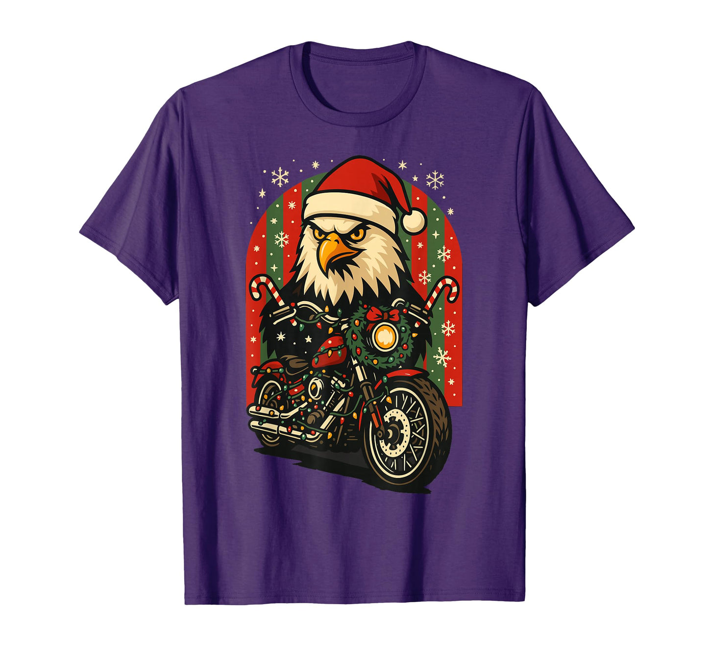 Christmas Eagle Motorcycle Rider Design T-Shirt