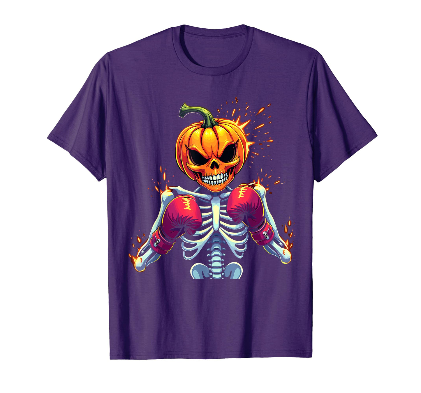 Pumpkin Head Skeleton Boxing Halloween Spooky Fighter T-Shirt