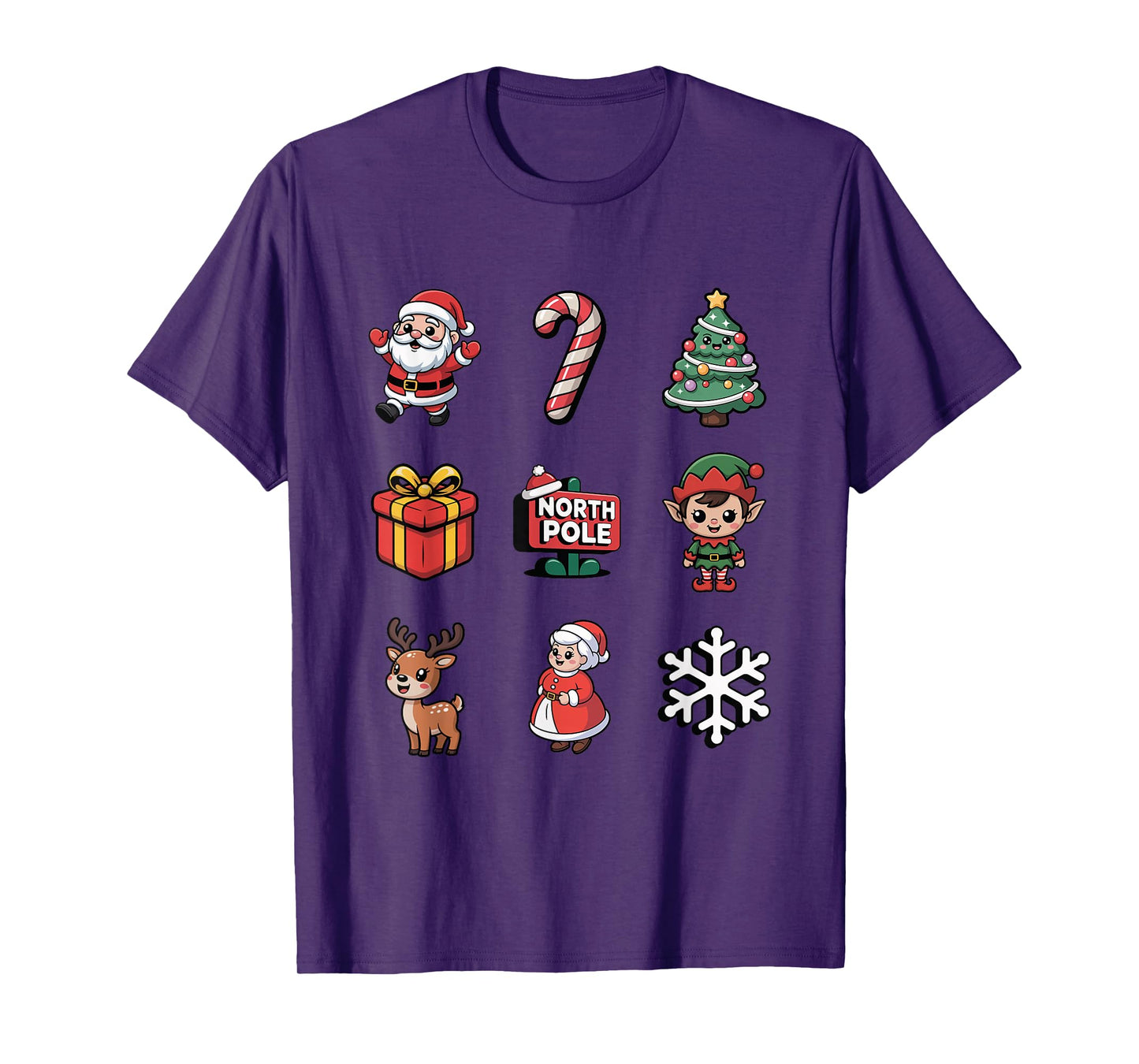 Cute Elf Santa Reindeer Candy Cane Christmas T-Shirt