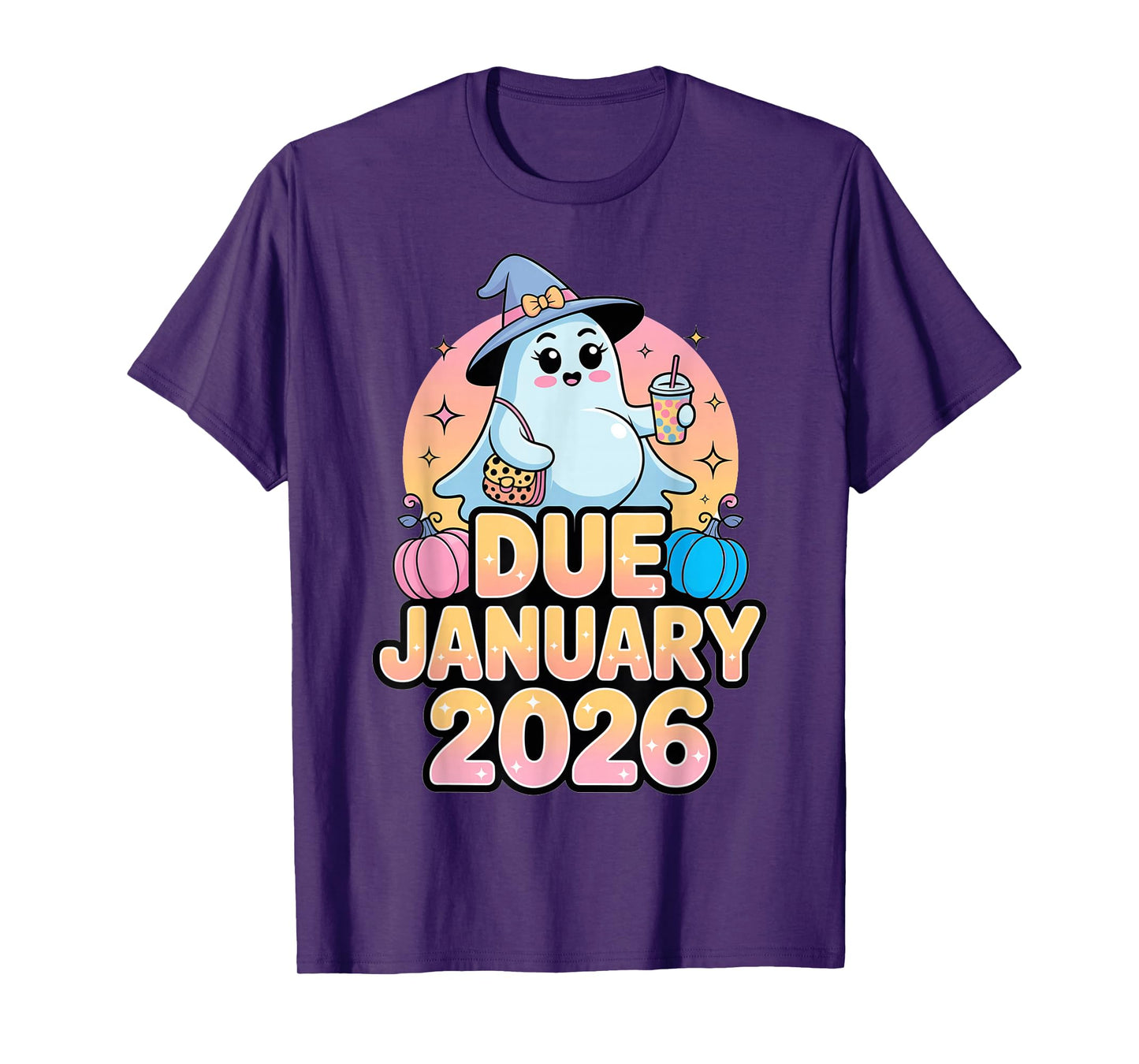 Halloween Pregnant Due January 2026 Mama Ghost Baby Mom T-Shirt