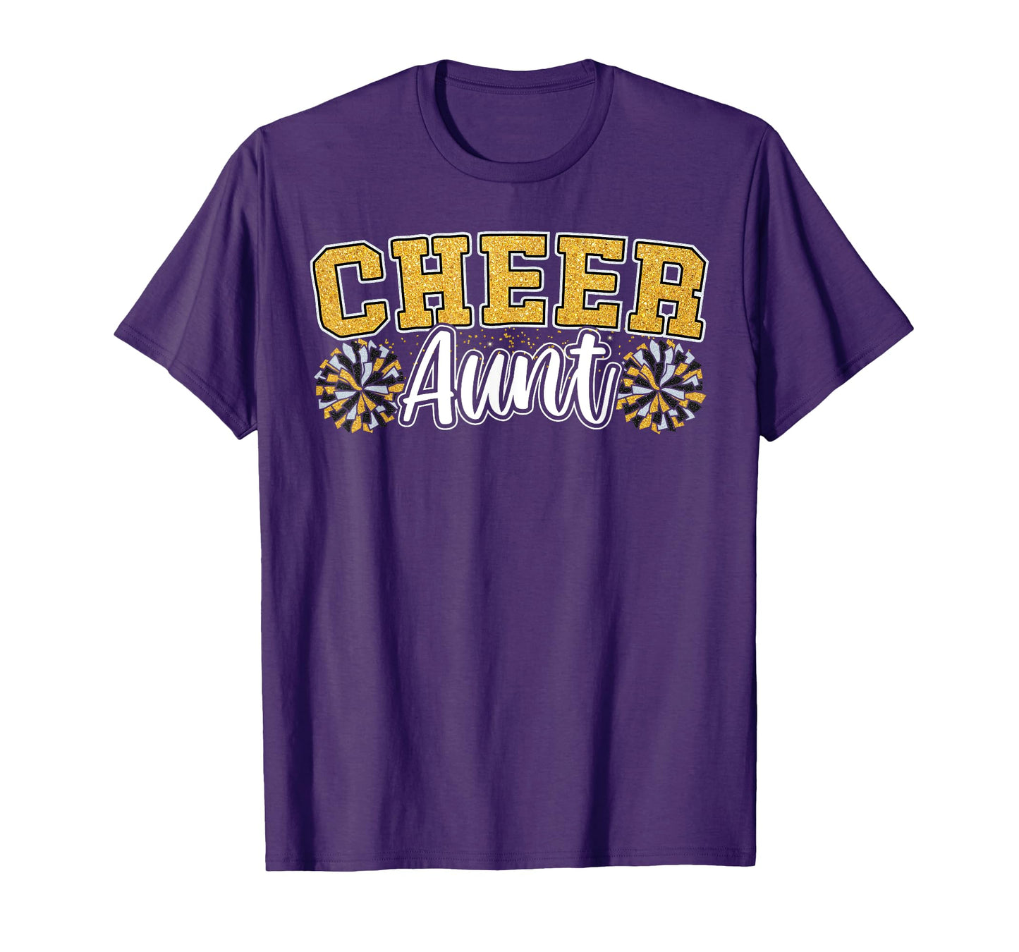 Loud Proud Cheer Aunt Team Yellow Pom Poms Cheerleader Women T-Shirt