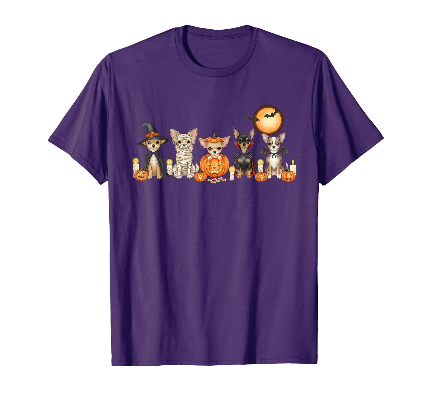 Spooky Chihuahua Dogs Ghost Witch Mummy Chiwawa Costume T-Shirt