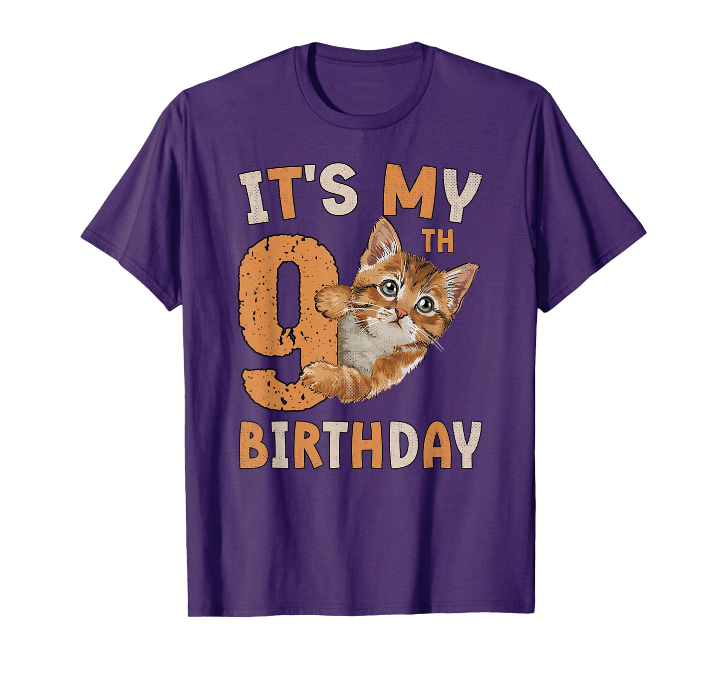 It's My 9th Birthday Cat Lover 9 Years Old Birthday Vintage T-Shirt for Men Women Girls Kids