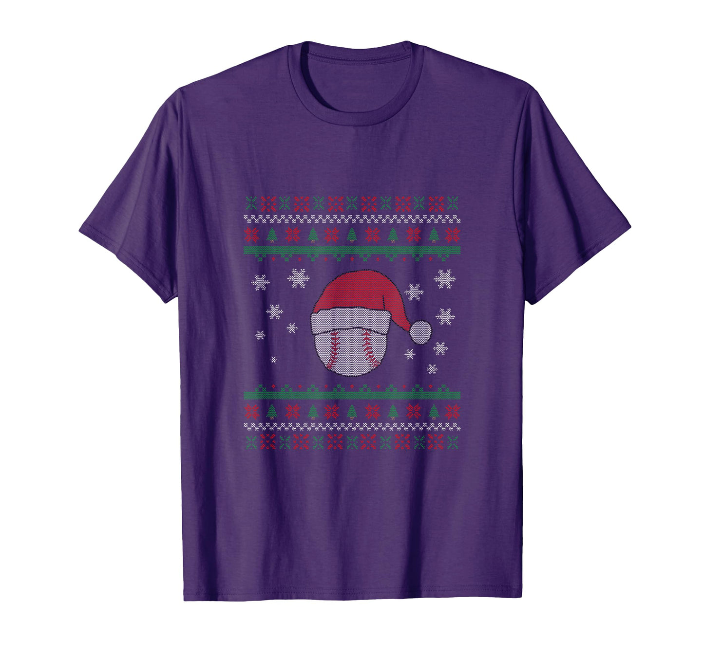 Funny Baseball with Santa Hat Ugly Sweater Design T-Shirt
