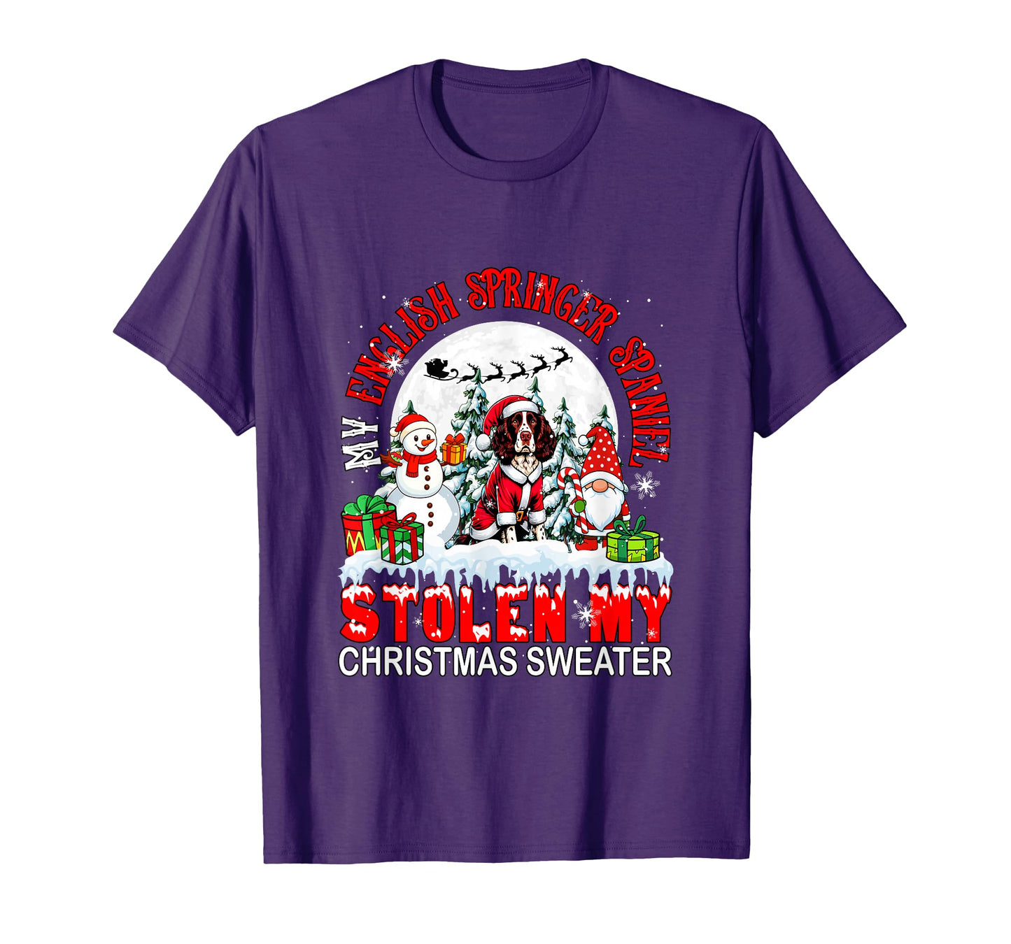 English Springer Spaniel Stolen Christmas Sweater Santa Dog T-Shirt