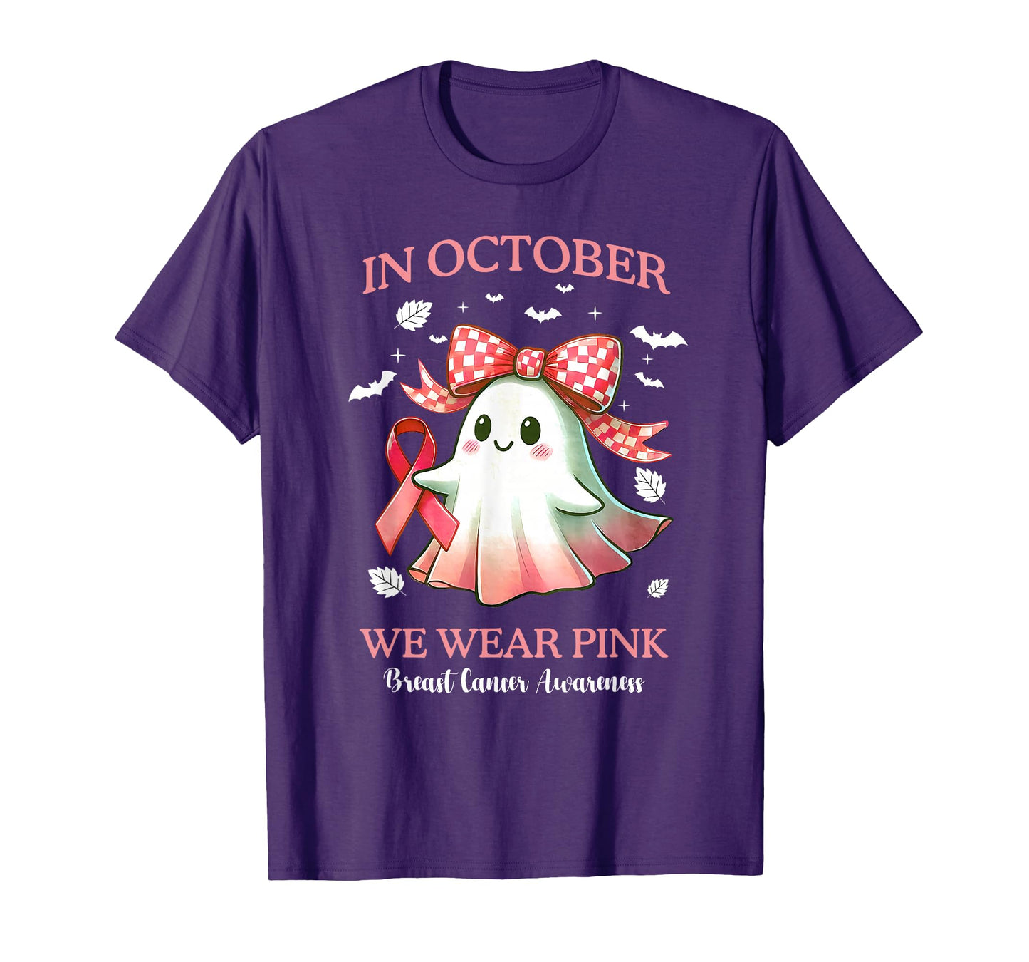 in October We Wear Pink Shirt Ghost Breast Cancer Awareness T-Shirt