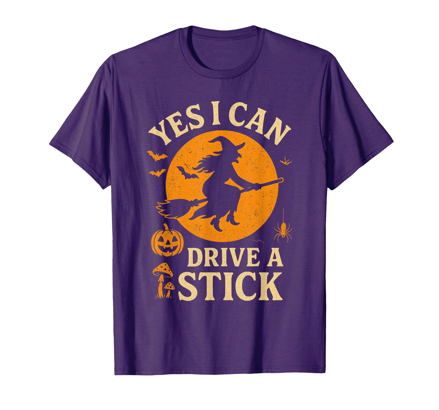 Funny Hallowen Yes I Can Drive A Stick Spooky Witch T-Shirt