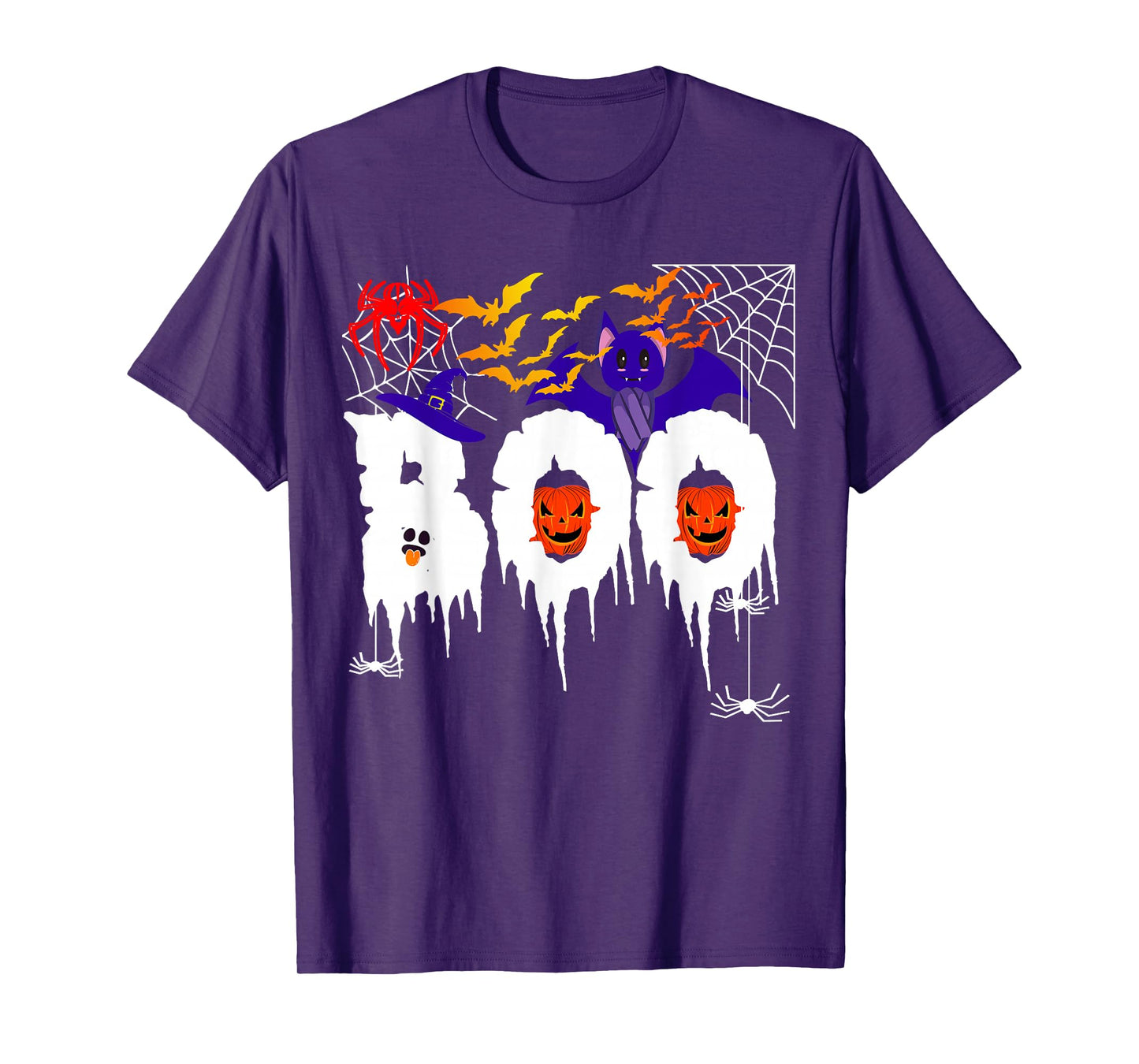 Child Girl Man Woman Cute Spider Bat Witch Ghost Saying Boo T-Shirt