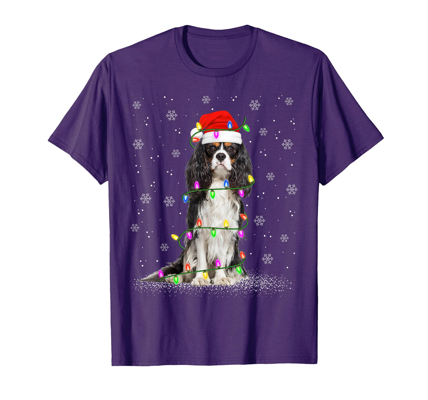 Cavalier King Charles Spaniel Dog Christmas Lights Dog Xmas T-Shirt