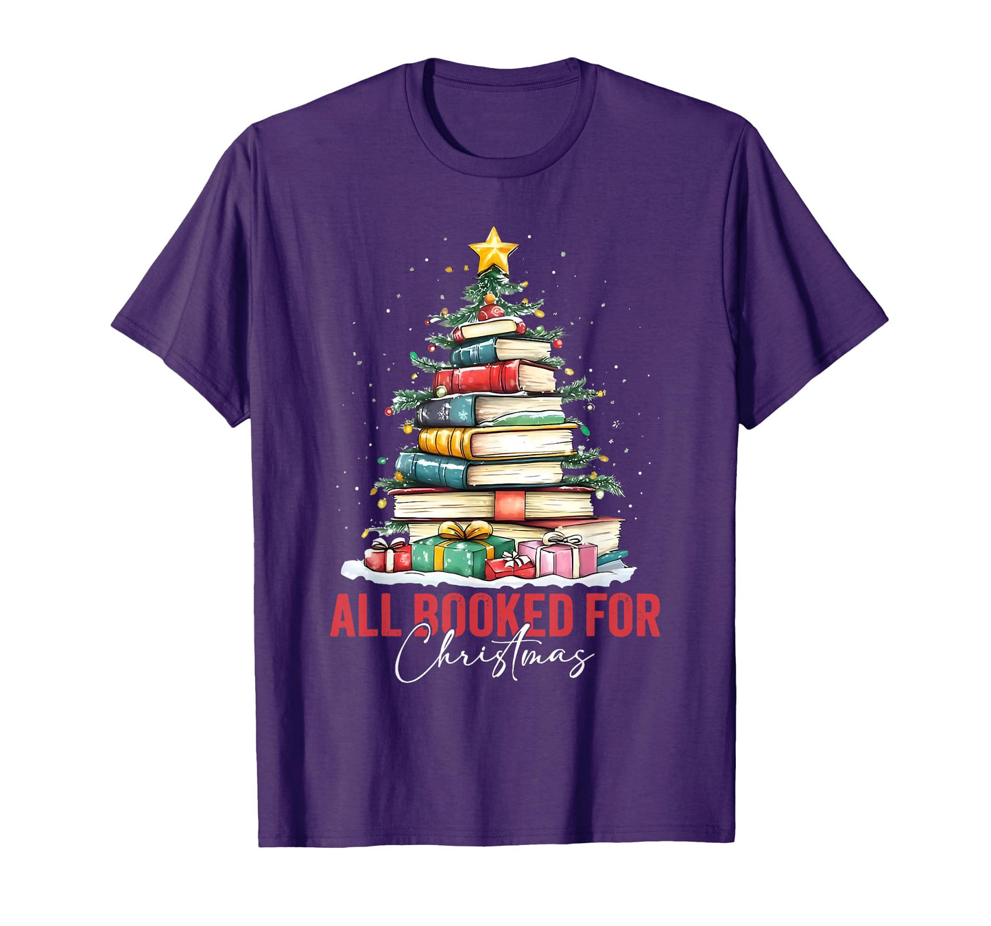 All Booked for Christmas Xmas Tree Teacher Holiday Pajamas T-Shirt