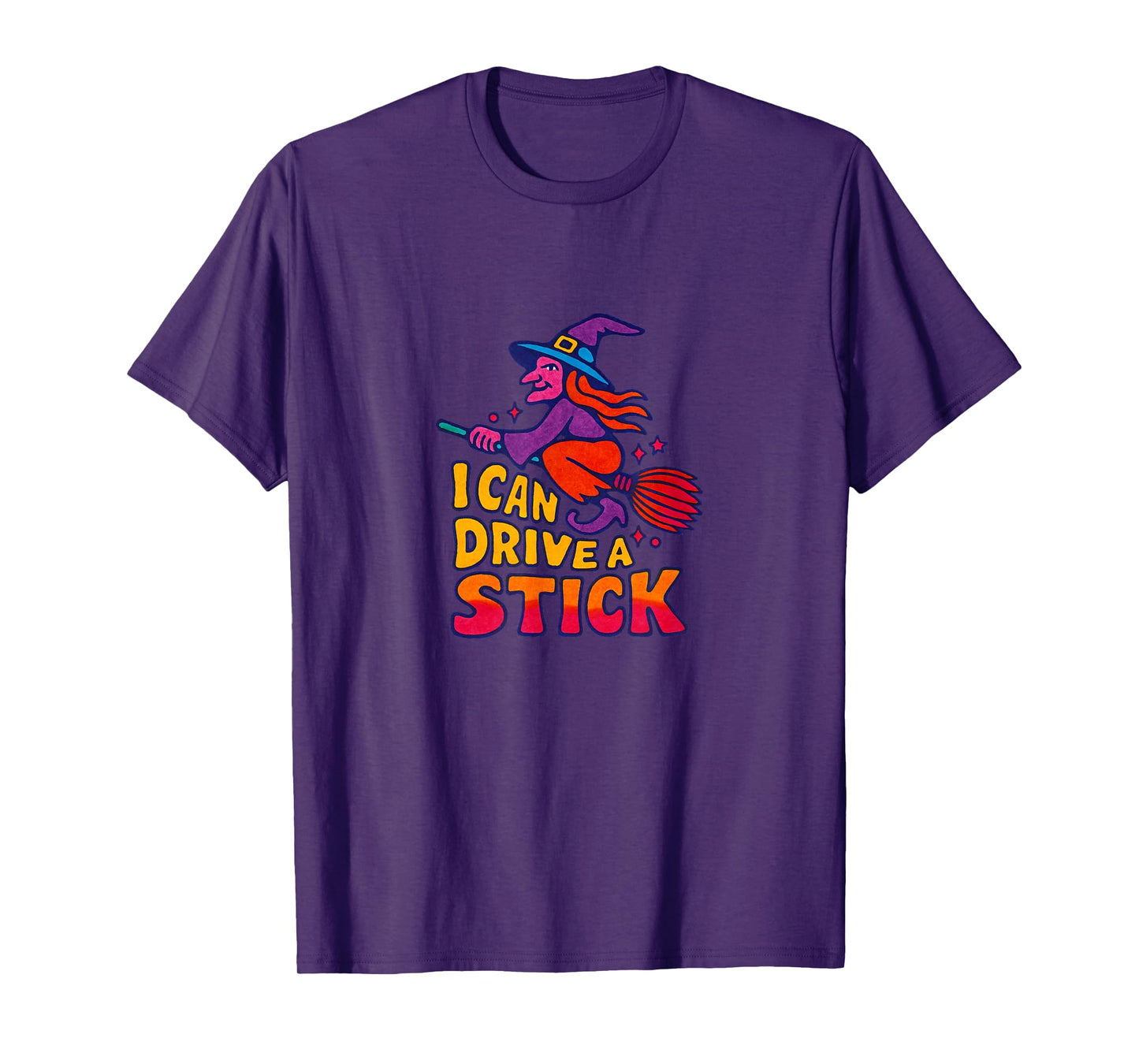 I Can Drive A Stick Witch Halloween Broom Design T-Shirt