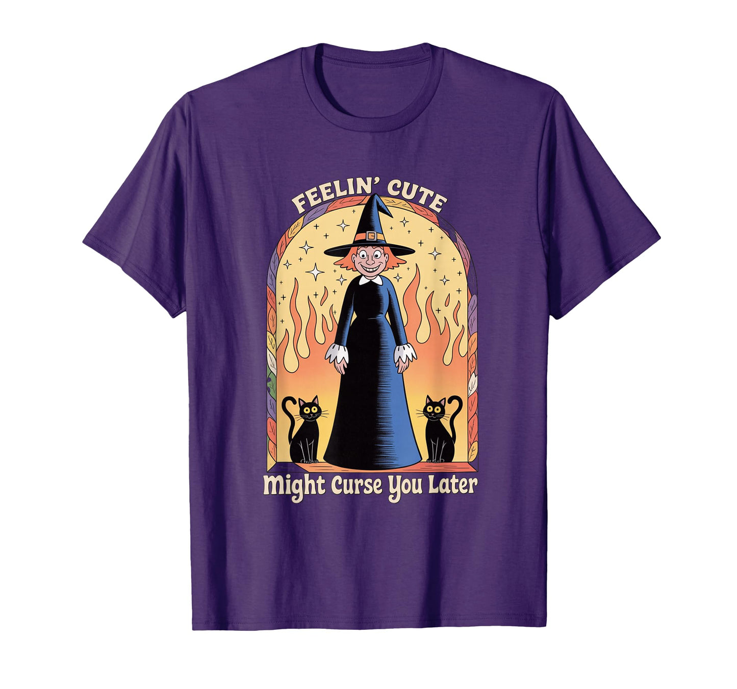 Funny Witch Halloween Pumpkin Feelin Cute Curse Women Men T-Shirt