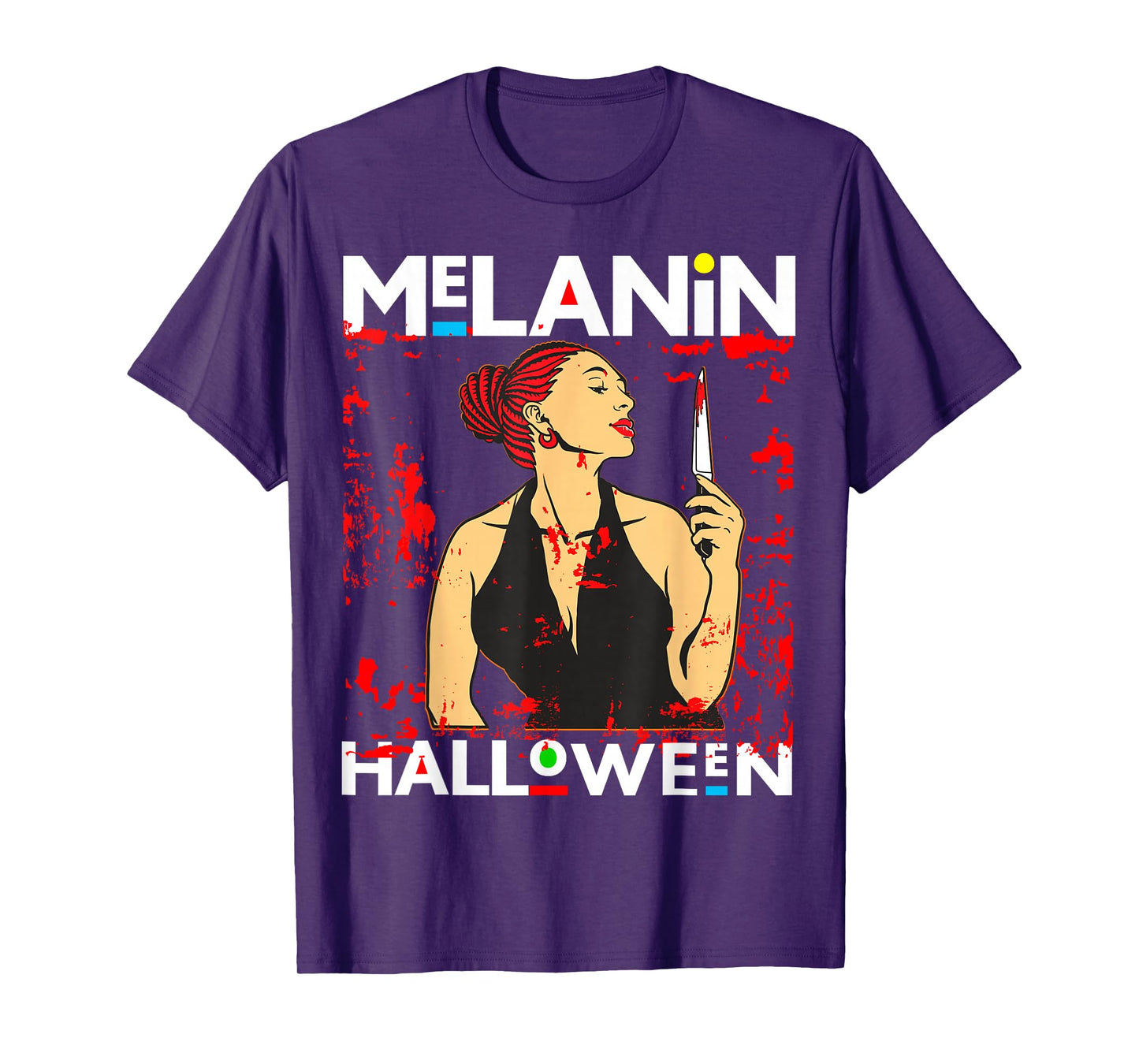 Funny Melanin Halloween Black Girl Magic Scary Blood Costume T-Shirt