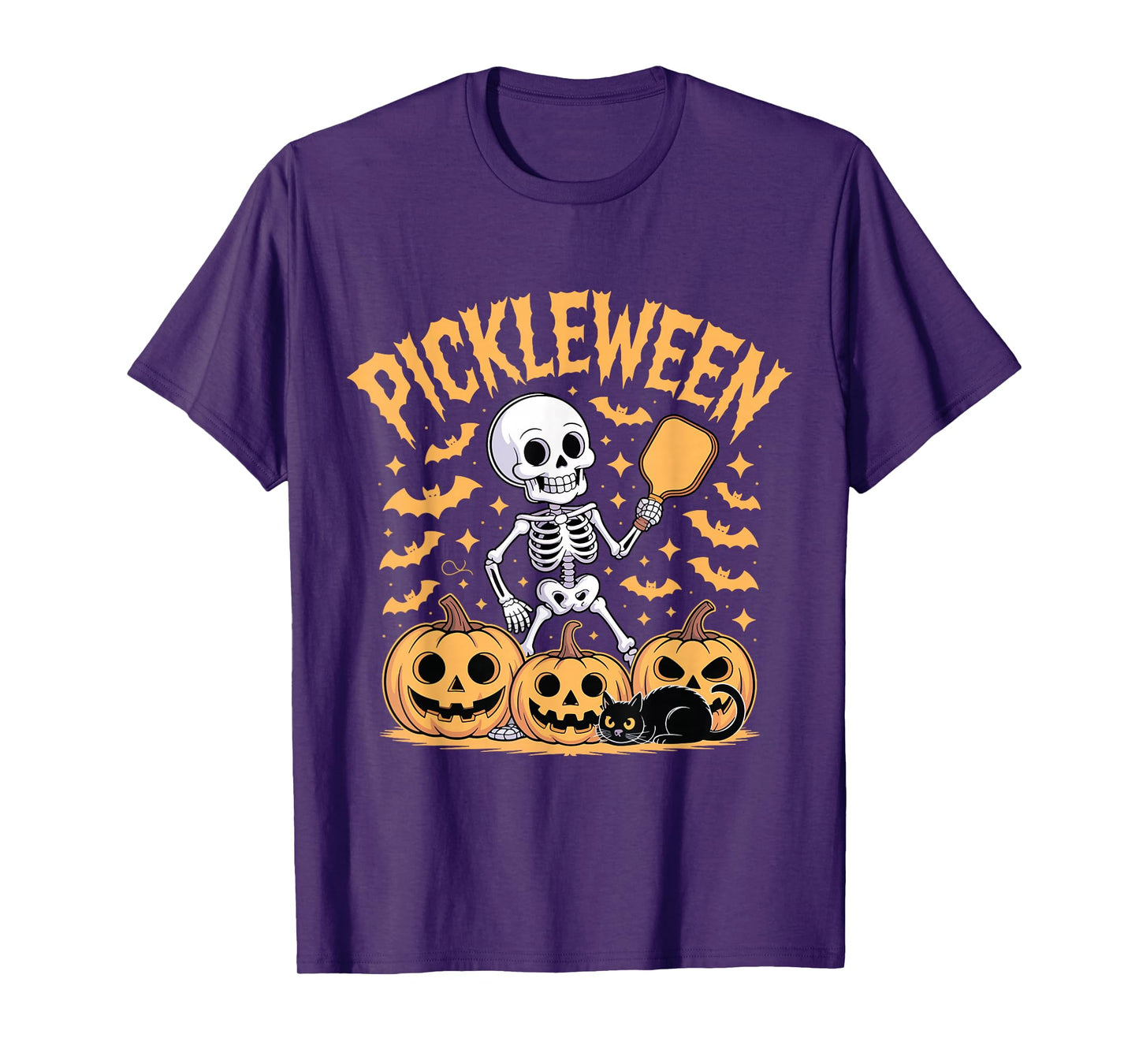 Pickleween Pickleball Player Funny Halloween Skeleton T-Shirt