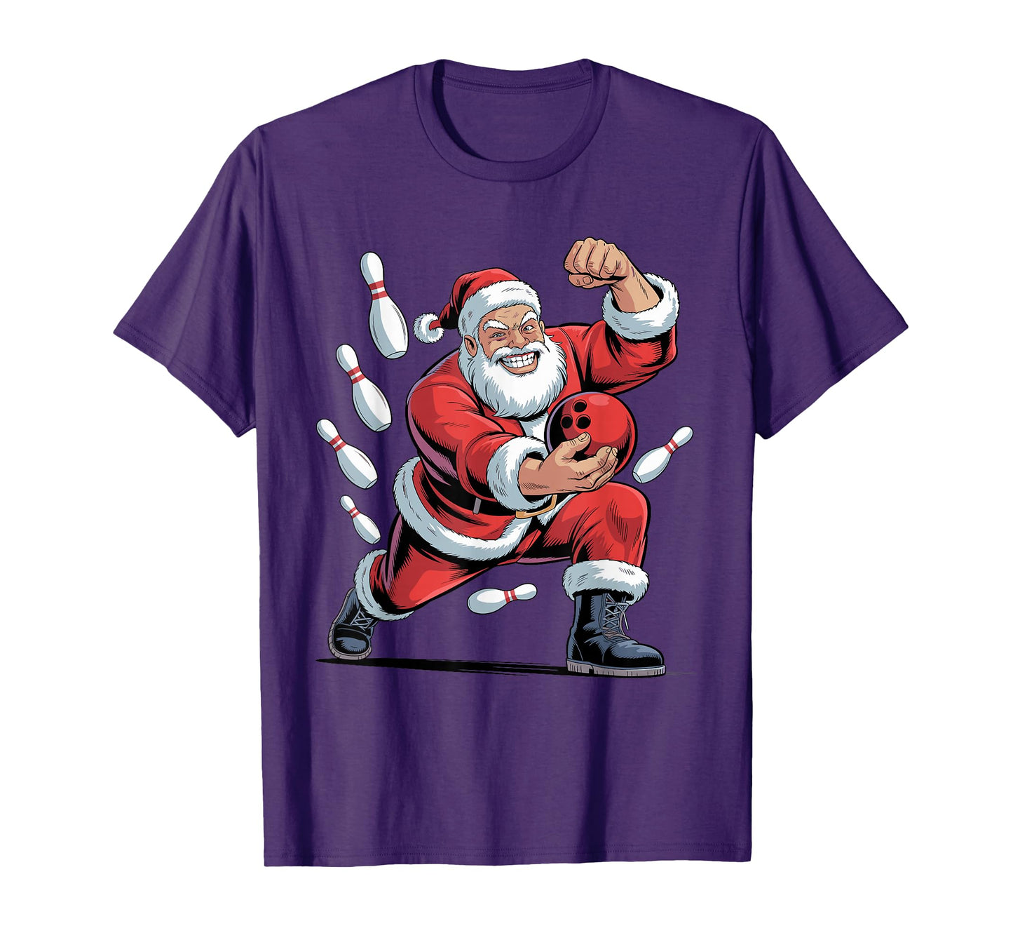 Santa Playing Bowling Funny Holiday Christmas Xmas Pajama T-Shirt