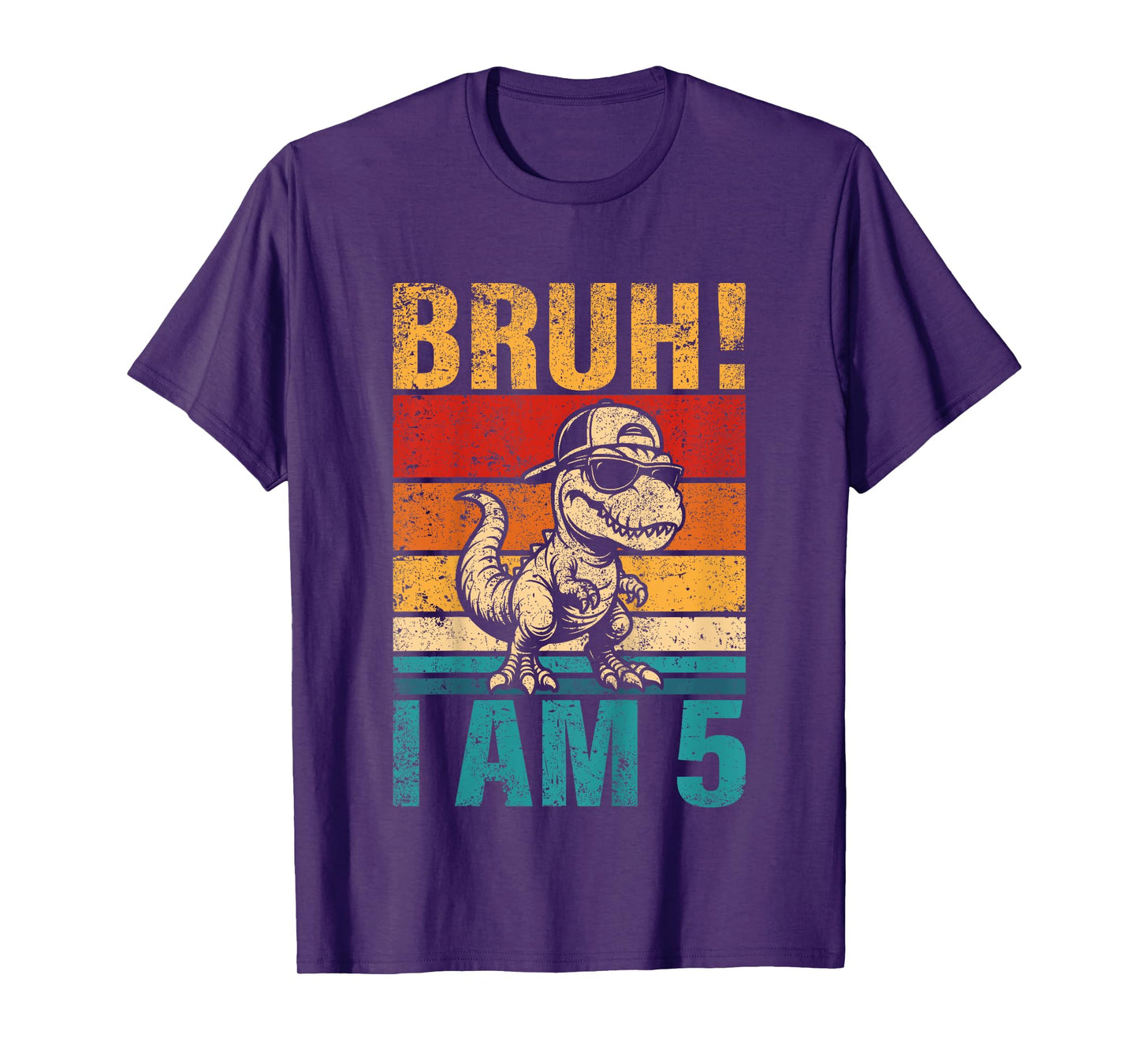 Kids 5 Year Old Birthday Boy Dinosaur Bruh It's My 5th Birthday T-Shirt