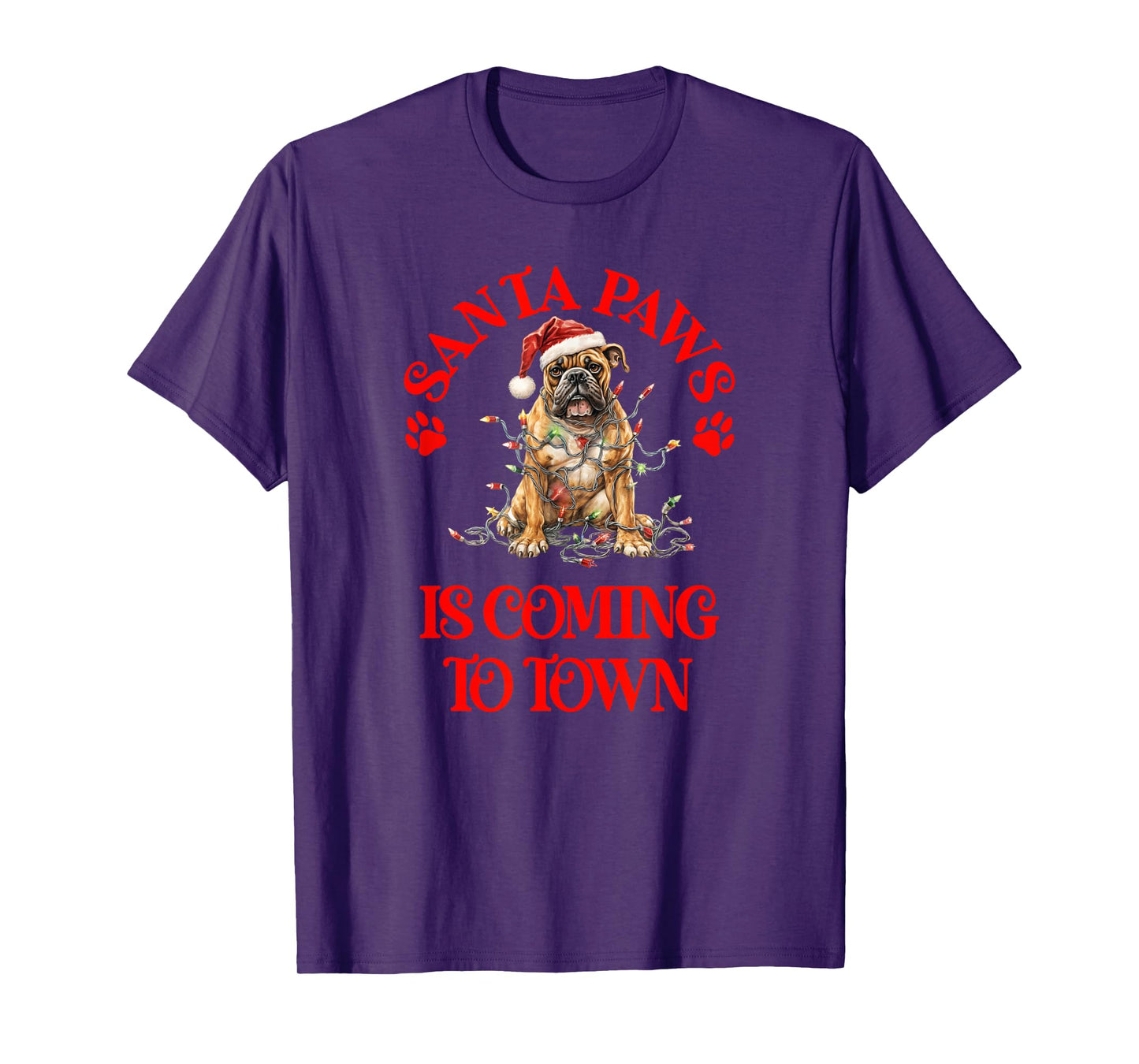 Santa Paws is Coming to Town with Christmas Boxer T-Shirt