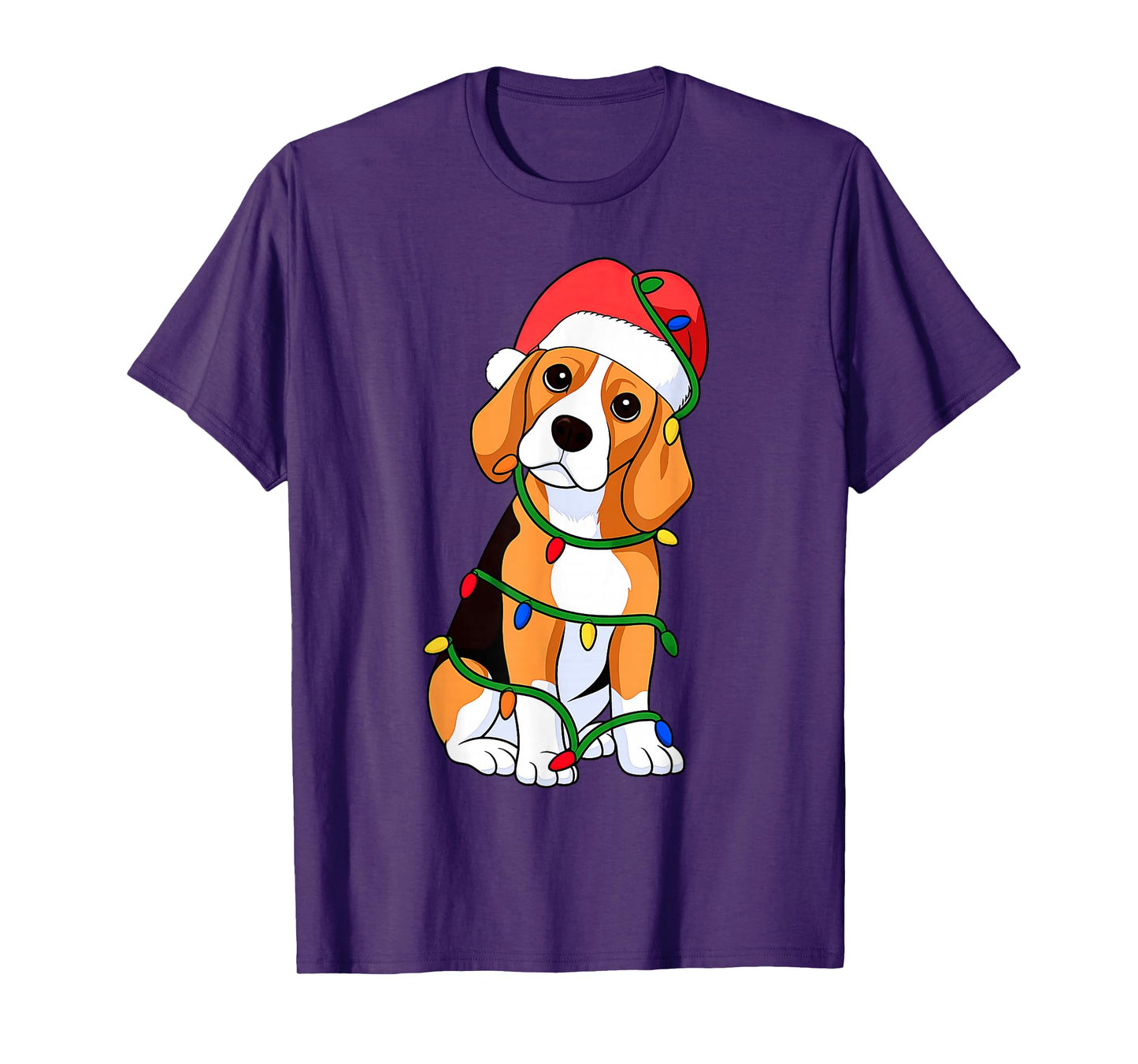 Beagle Christmas Tree Lights Holiday Dog Lover T-Shirt