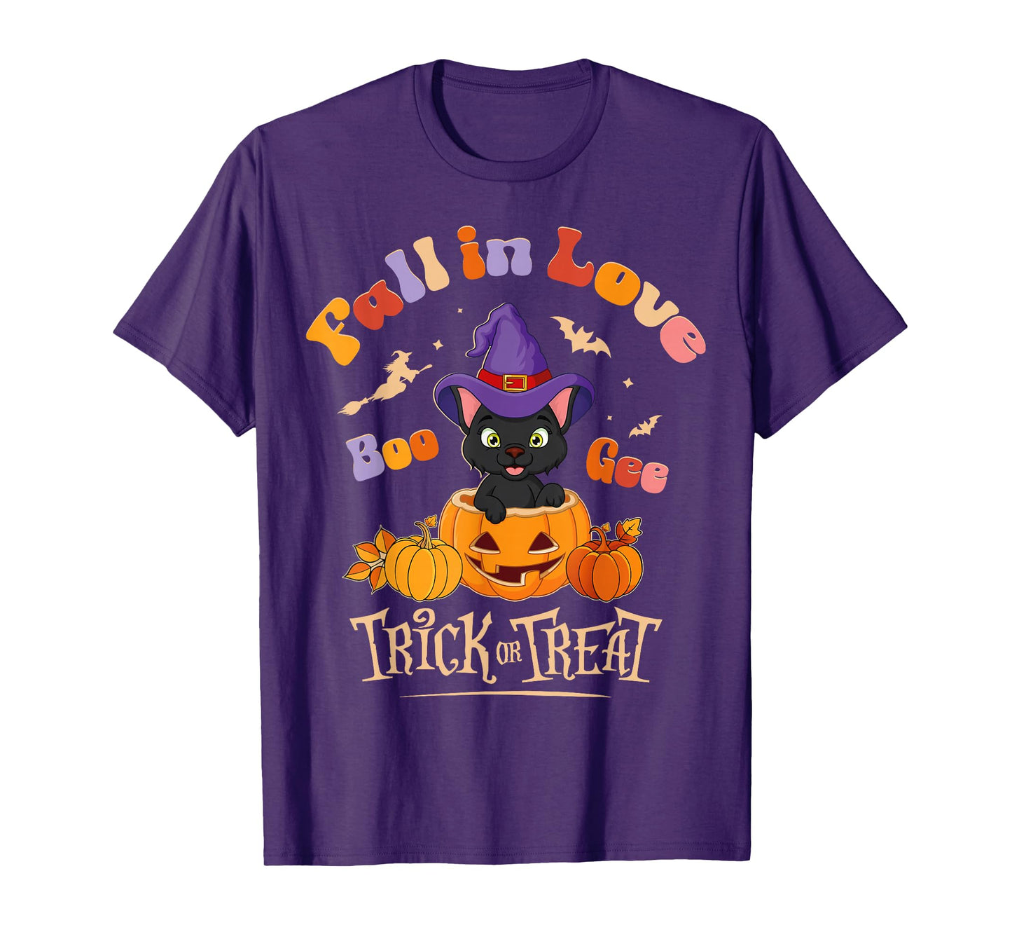 Boo Gee Fall in Love Black Cat Halloween Pumpkin Costume T-Shirt