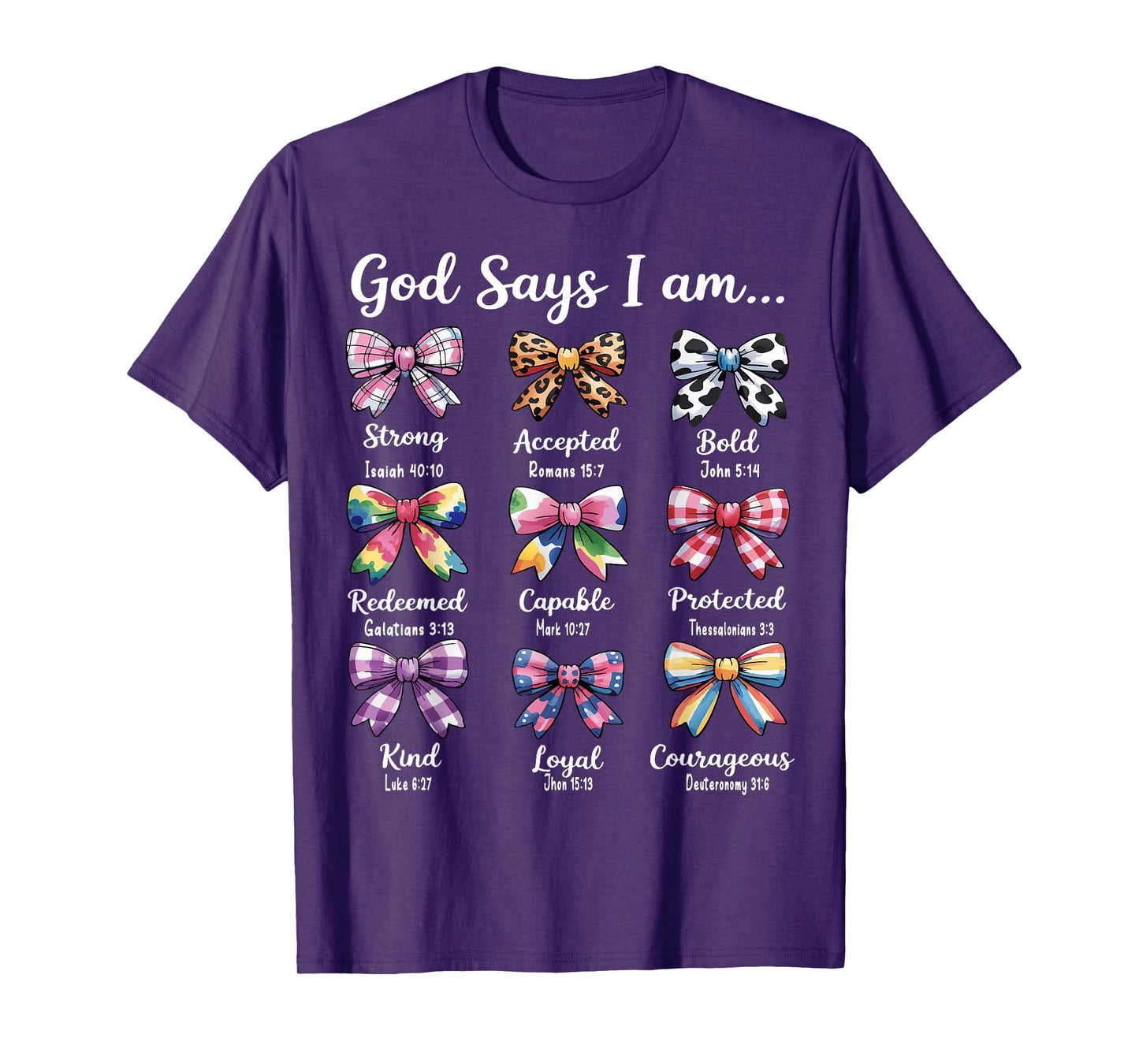 God Says I Am Coquette Bow Religious Christian Women Girls T-Shirt