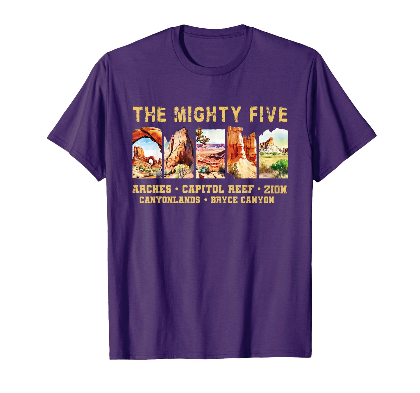 Vintage Moab Souvenir Big 5 Utah Mighty Five National Park T-Shirt