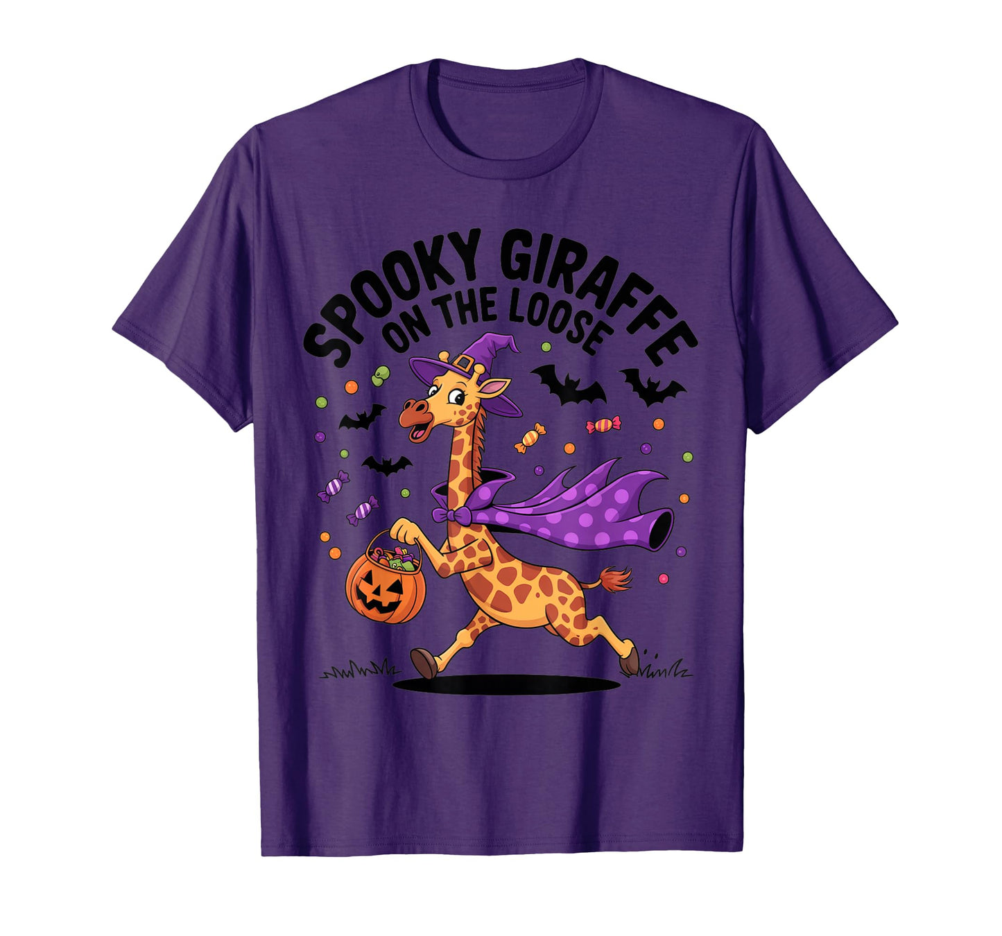 Spooky Giraffe On The Loose Funny Halloween Costume T-Shirt
