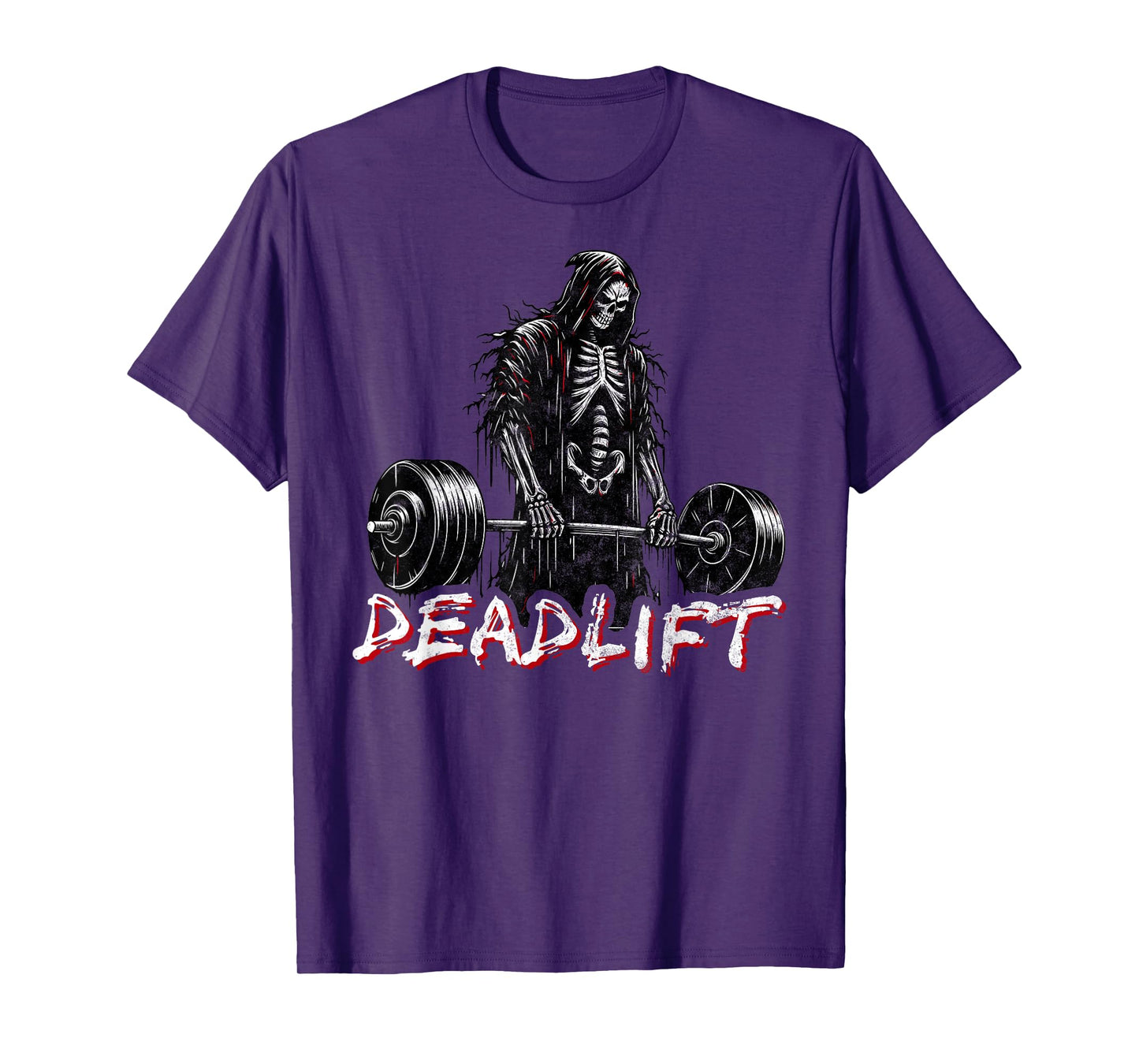 Deadlift Skeleton Halloween Gym Jokes Weightlifting Workout T-Shirt