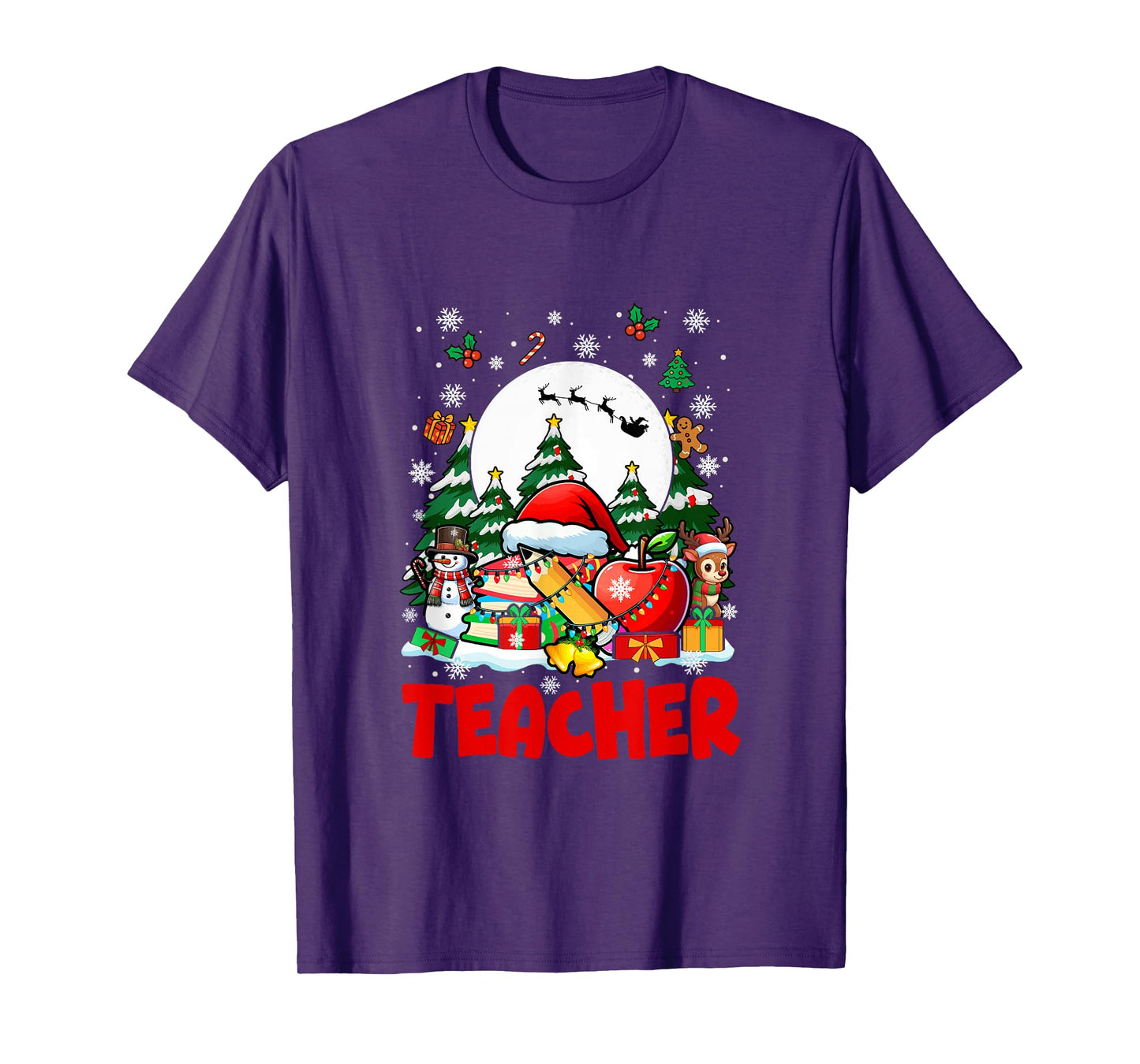 Teacher Job Tools Santa Snowmen Reindeer Christmas Trees T-Shirt