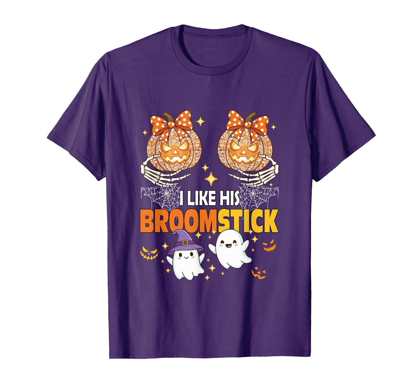 I Like His Broomstick Halloween Couple Boos Carved Pumpkin T-Shirt