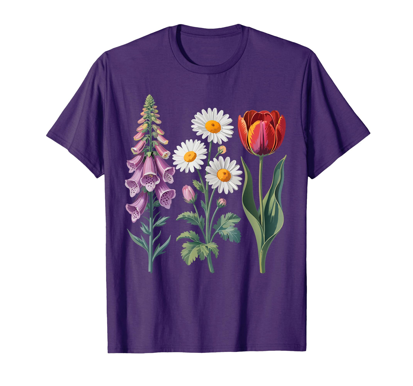 foxglove daisy tulip vintage Flower Girl women T-Shirt