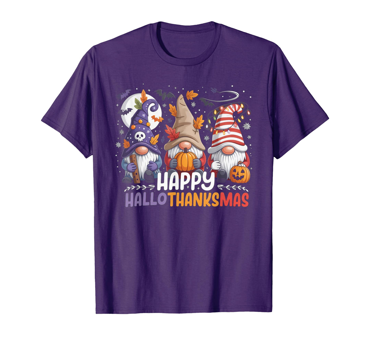 HalloThanksMas Gnomes Halloween Thanksgiving T-Shirt