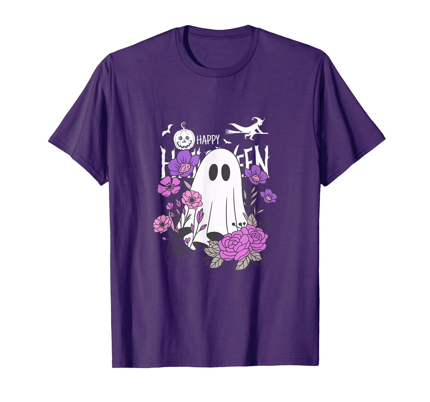 Spooky Season Cute Ghost Halloween Flowers T-Shirt