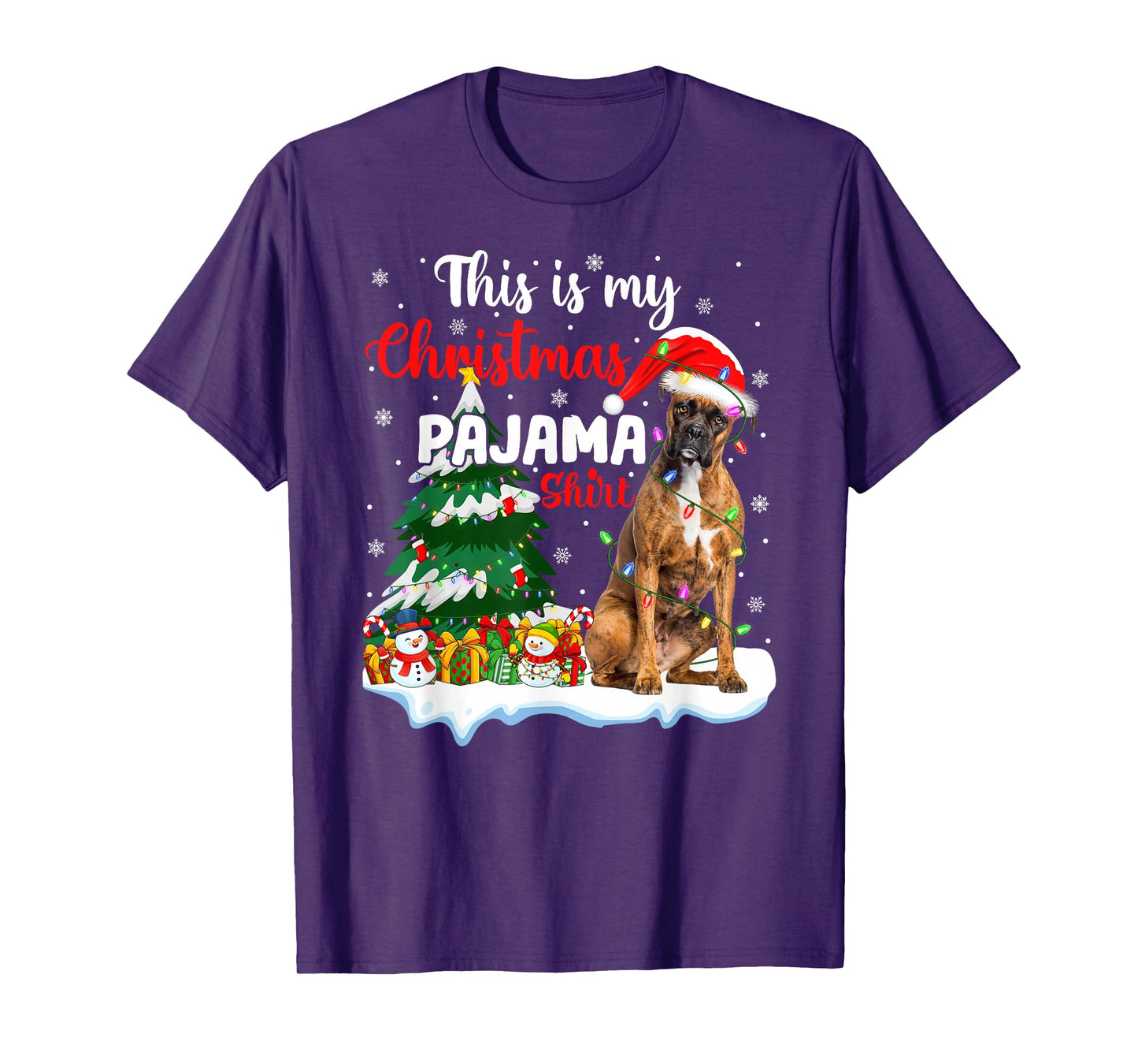 Boxer Dog Christmas Tree Lights This is My Christmas Pajamas T-Shirt