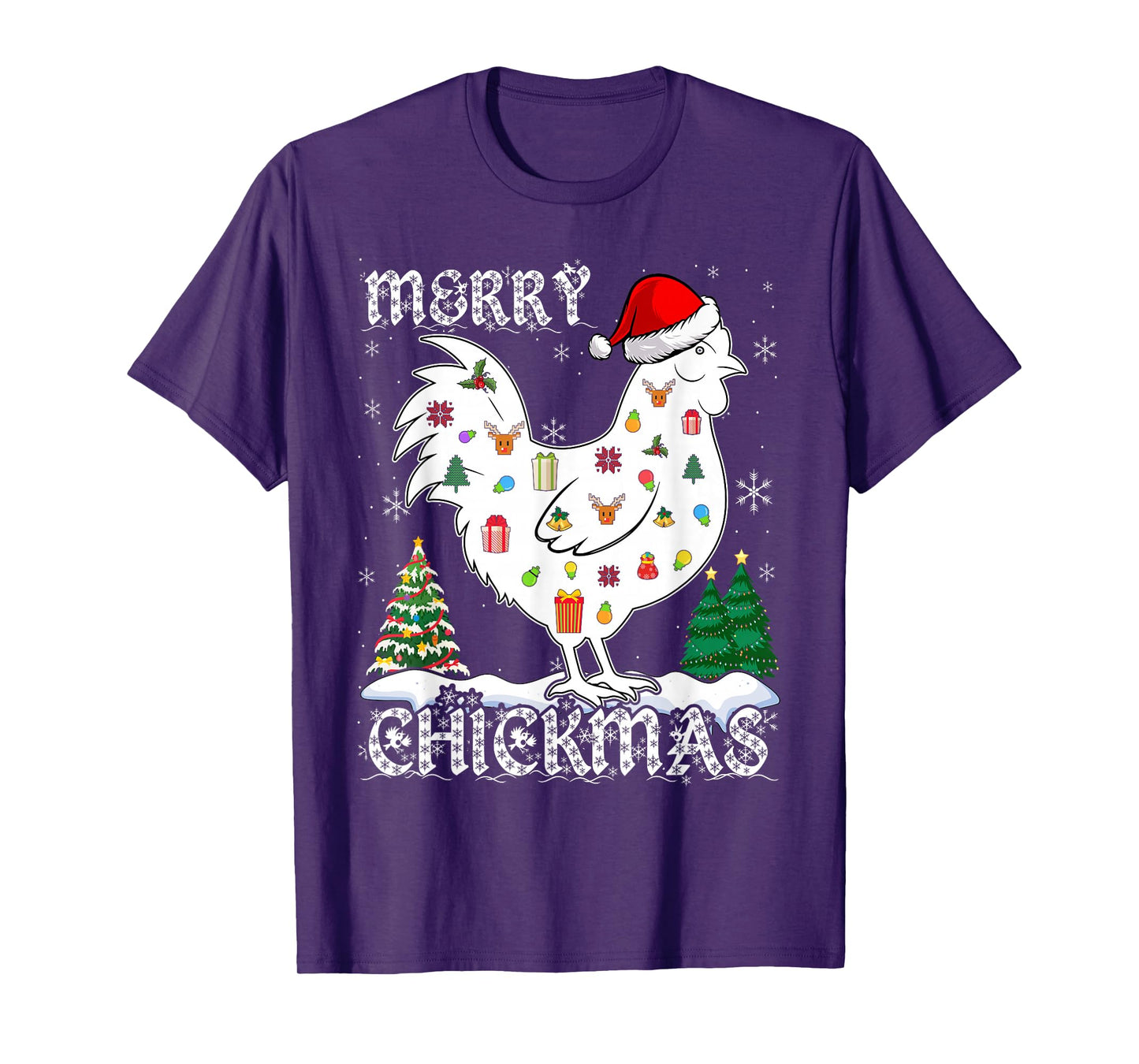 Chicken Christmas Merry Chickmas Santa Claus Hat Funny Xmas T-Shirt