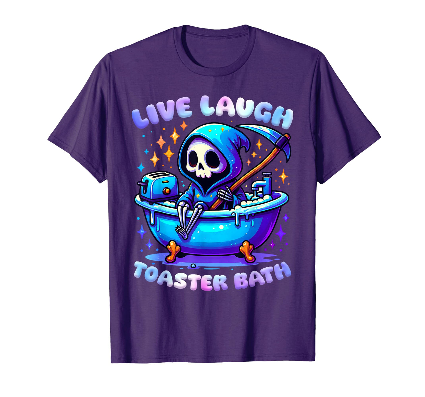Live Laugh Toaster Bath Skeleton Funny Meme Saying T-Shirt