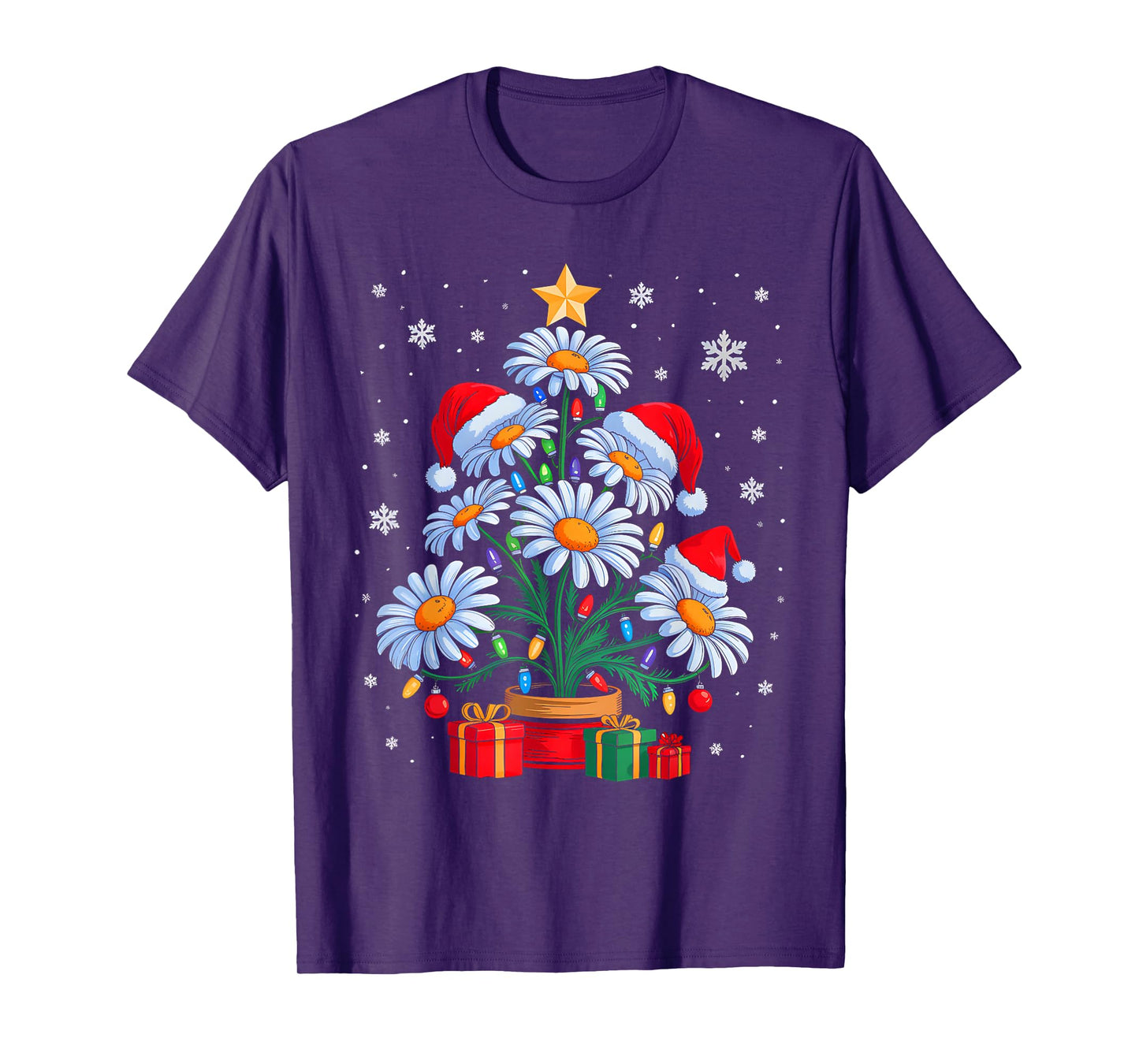 Santa Daisy Christmas Tree Xmas Lights Santa Daisy Women T-Shirt