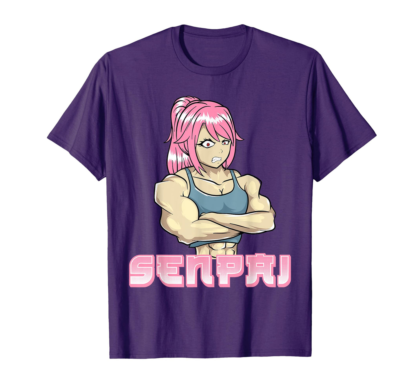 Senpai Muscle Muscular Girl Gym Workout Manga Japanese Anime T-Shirt