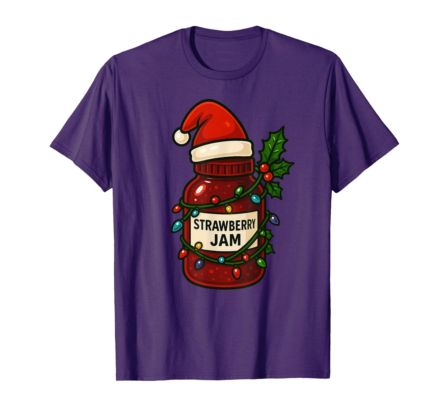 Strawberry Jam Merry Christmas Santa Hat Xmas Boys Girls Kid T-Shirt