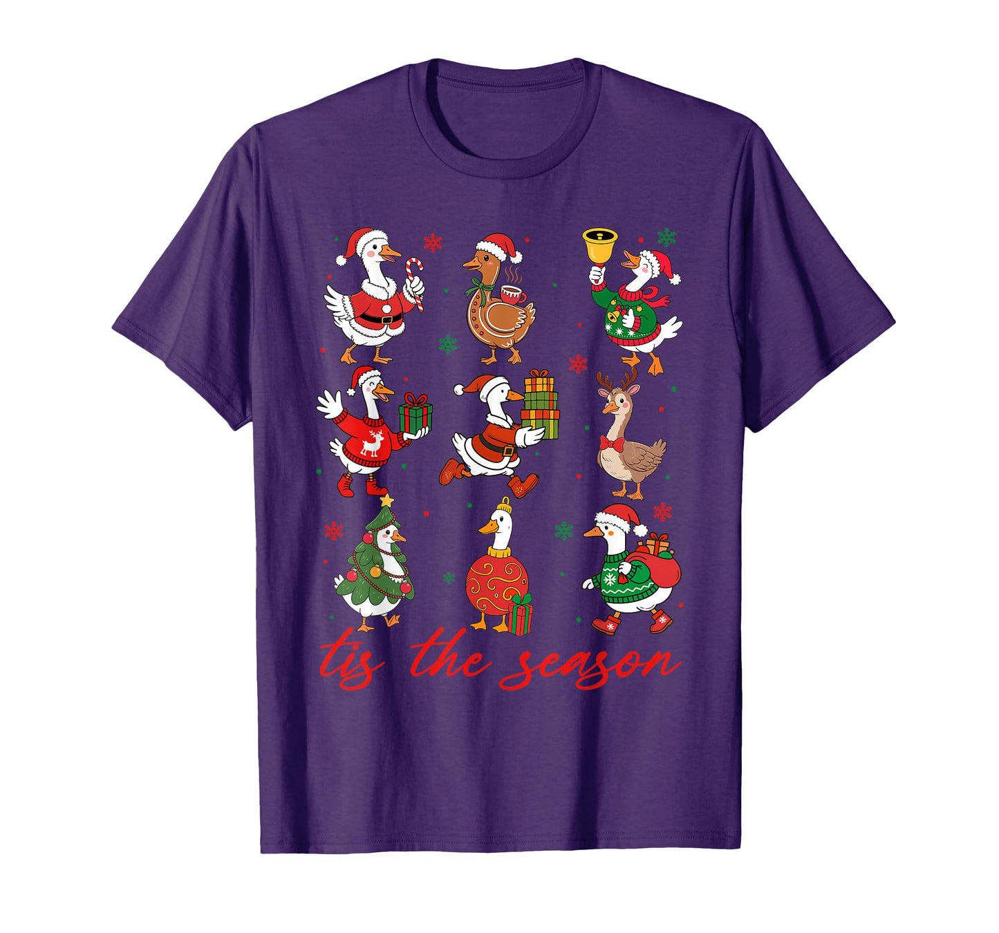 Retro Silly Goose Santa Cute Merry Christmas Tis The Season T-Shirt