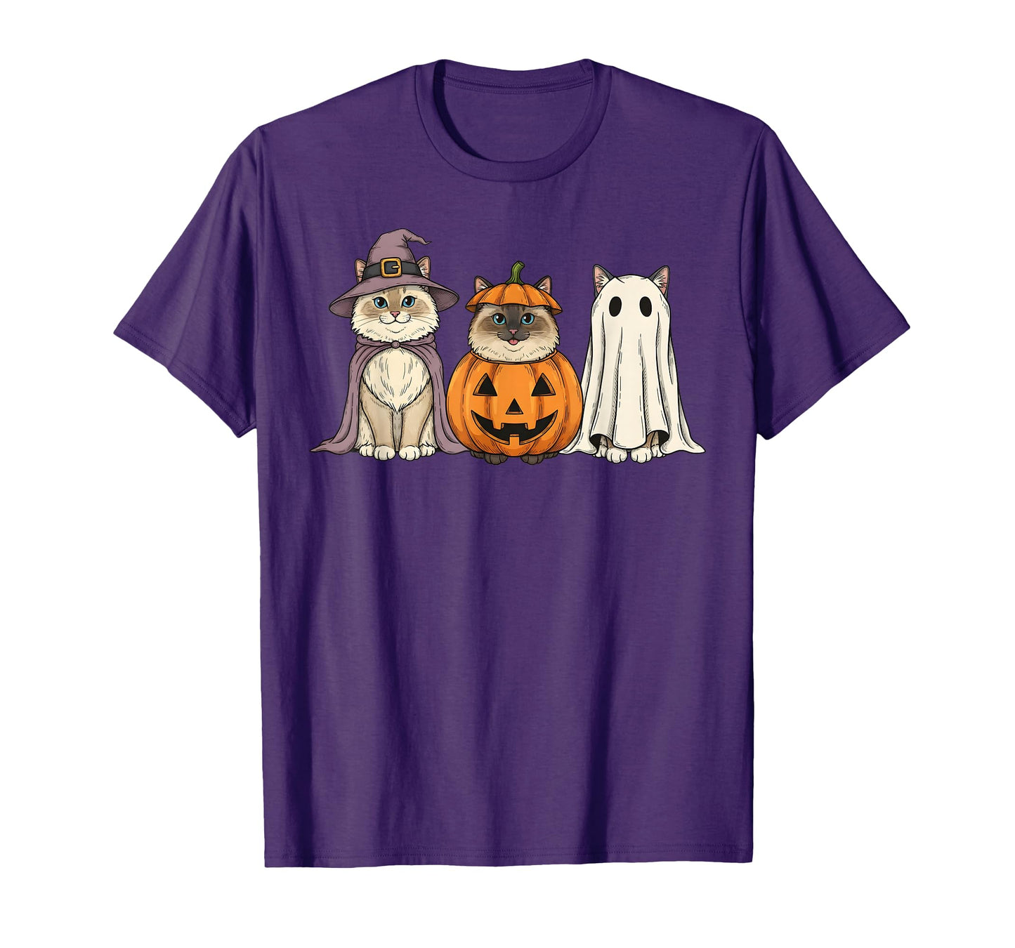 Spooky Ghost Ragdoll Cat Lover Pumpkin Halloween T-Shirt