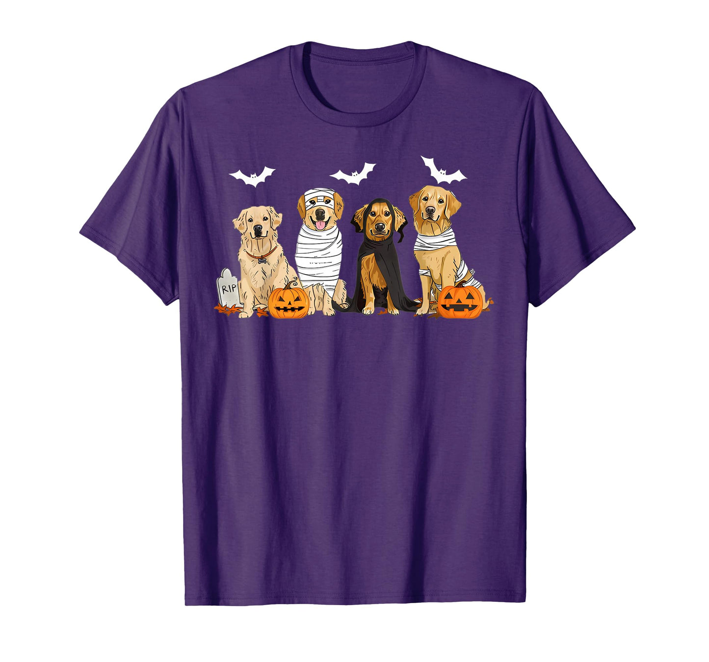 Cute Golden RETR Dogs Ghost Mummy Witch Spooky Halloween Boo T-Shirt