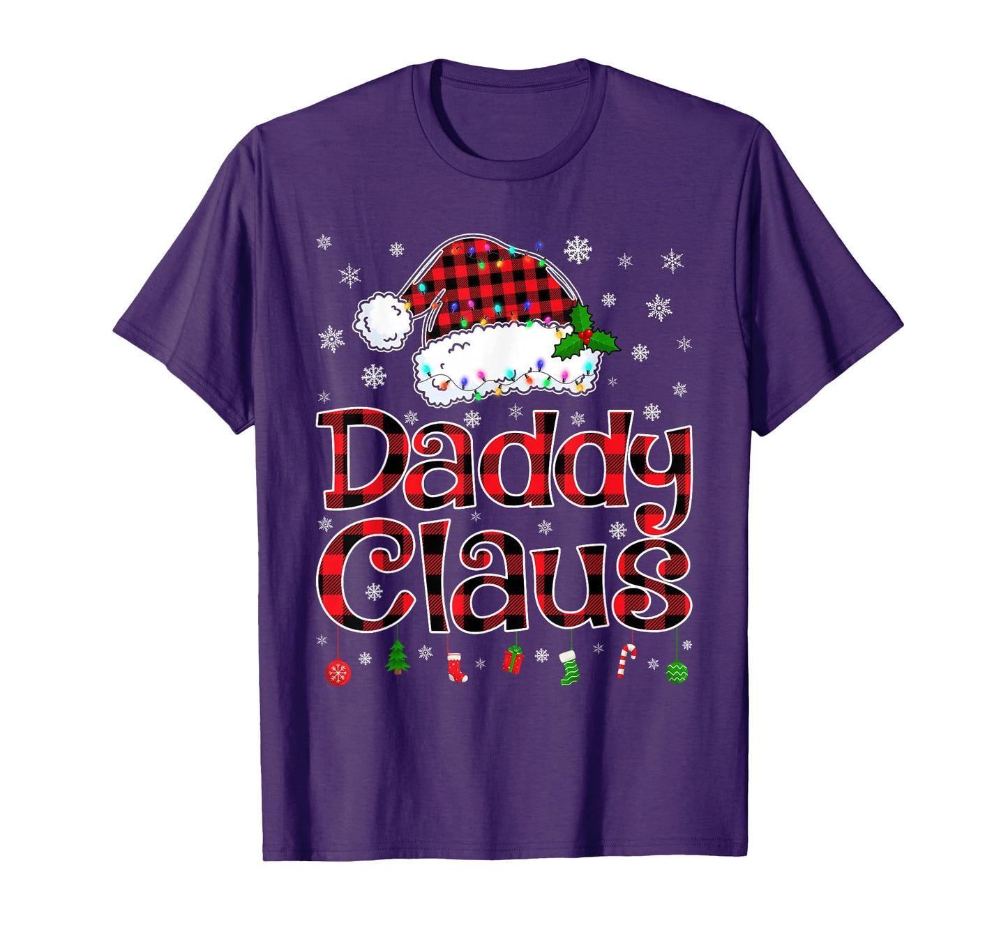 Daddy Claus Christmas Lights Xmas Pajama Matching Family T-Shirt