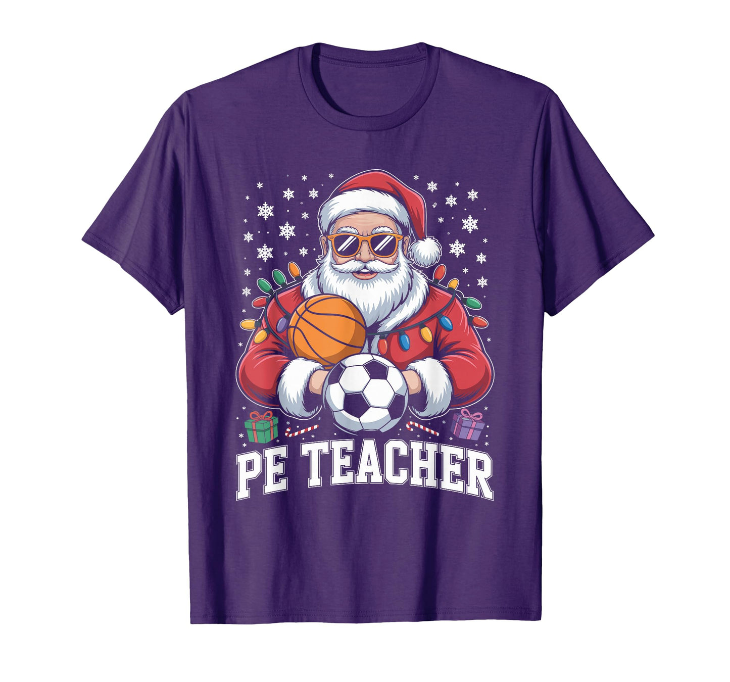 PE Teacher Christmas Santa Physical Education Xmas T-Shirt