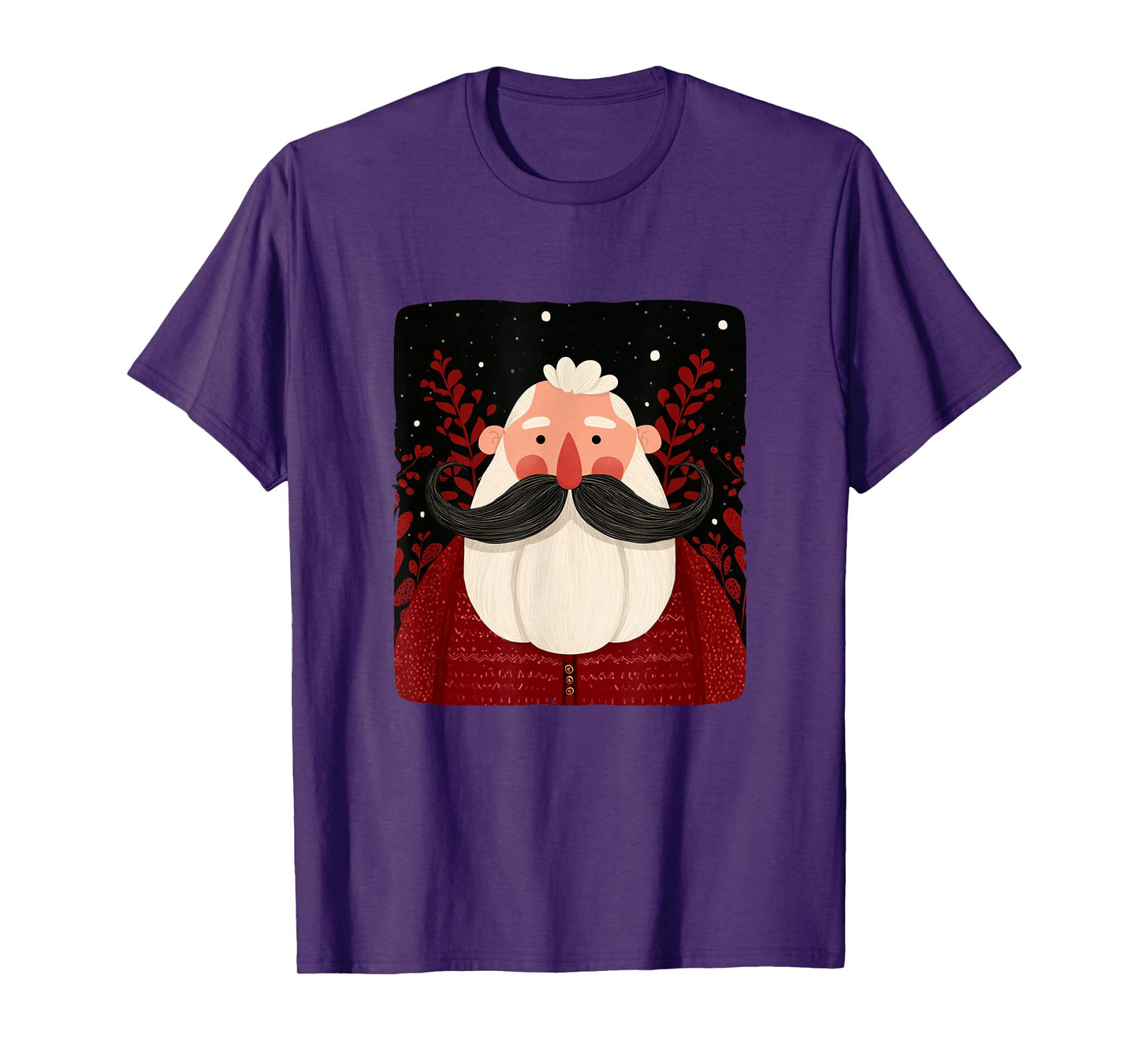 Cool Festive Mustache Beard with Santa Claus Costume T-Shirt