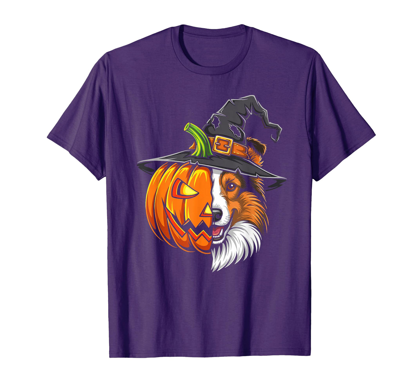 Shetland Sheepdog Pumpkin Jack O Lantern Halloween Kids Mens T-Shirt