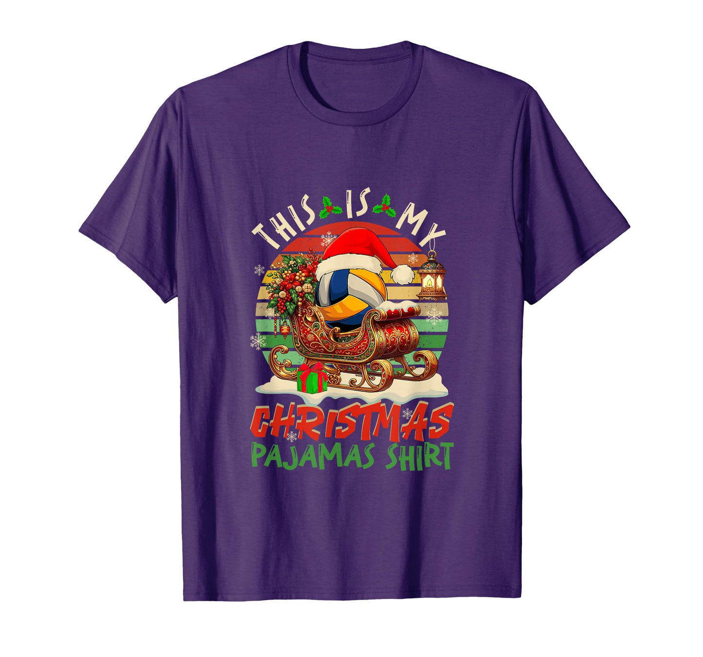 Vintage Retro My Christmas Pajama Shirt Volleyball Player T-Shirt