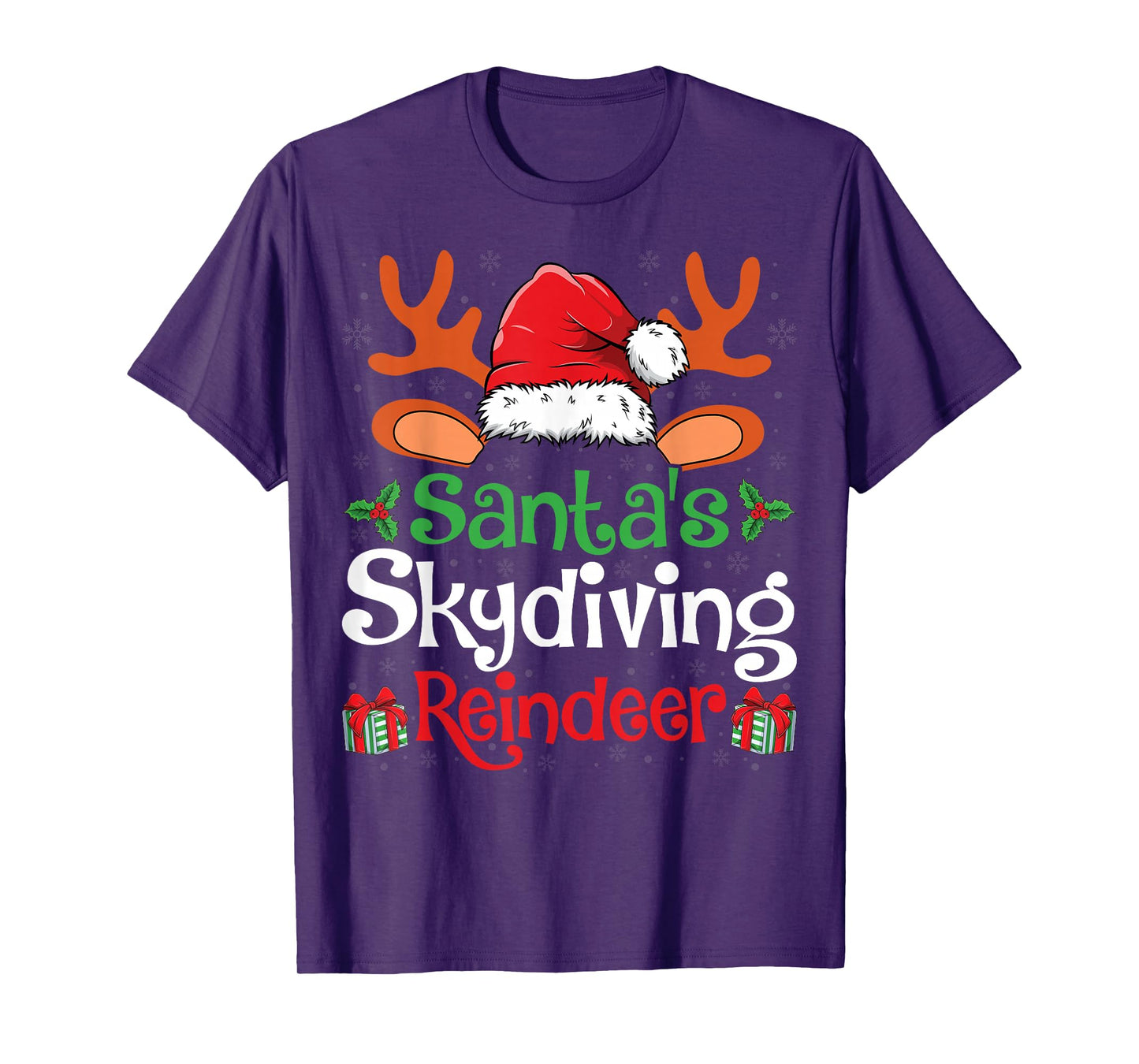 Santa's Skydiving Reindeer Christmas Day Skydiver Men Women T-Shirt