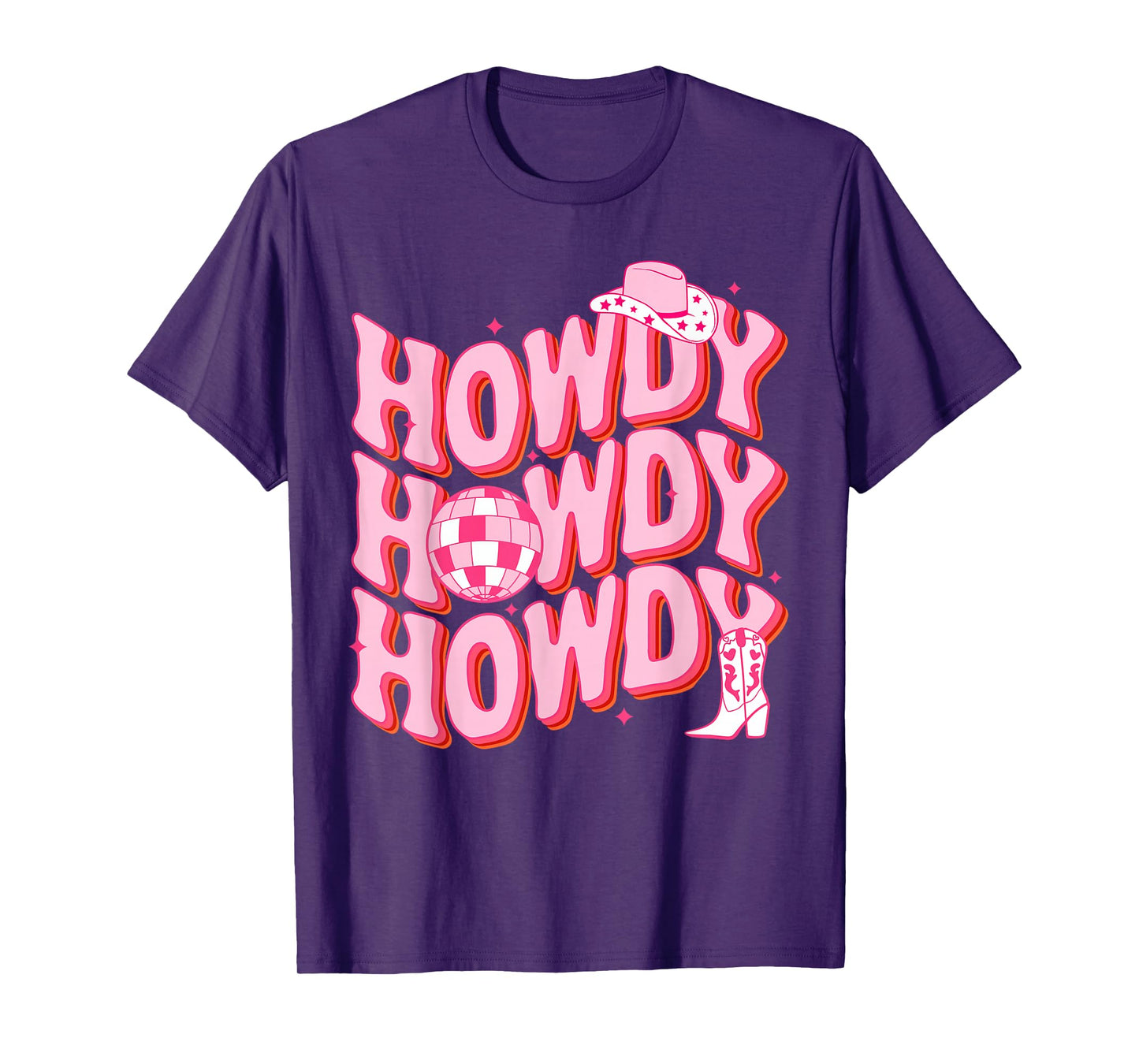 Howdy Southern Western Girl Country Rodeo Pink Cowgirl Disco T-Shirt