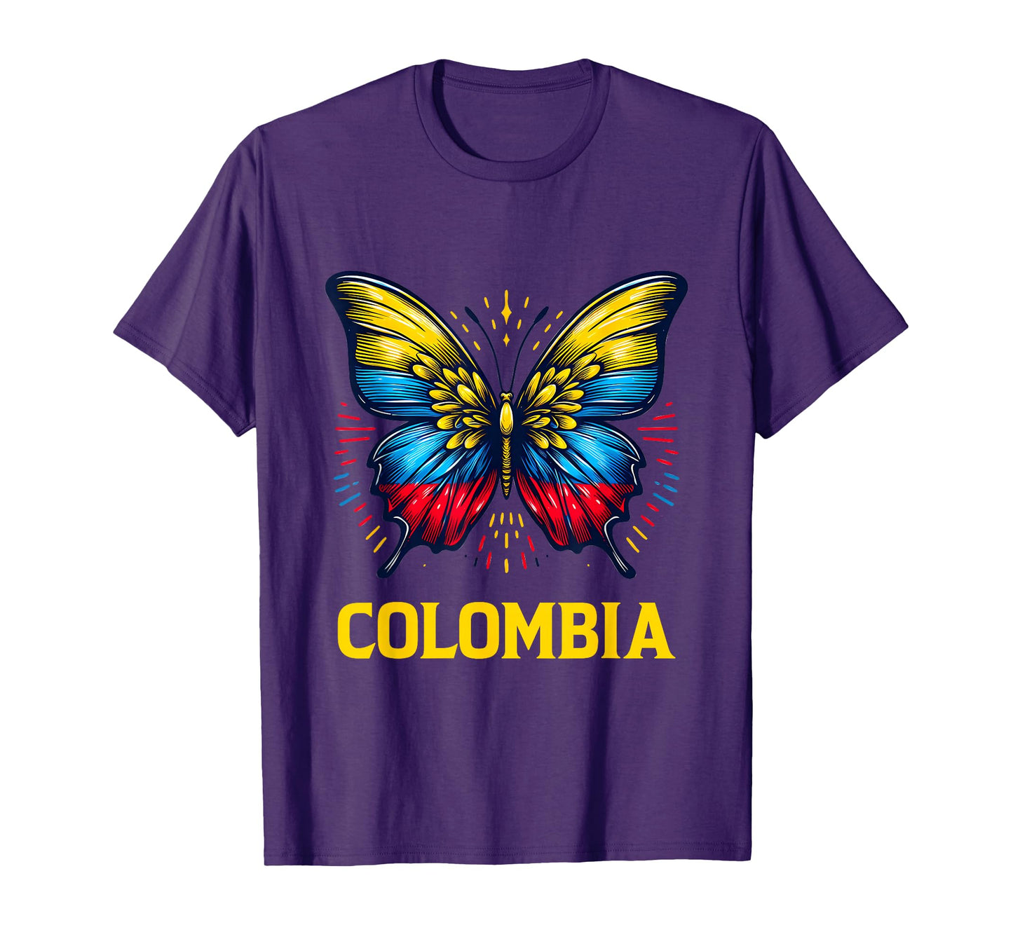 Vintage Colombia Beautiful Butterfly Country Colombian Flag T-Shirt